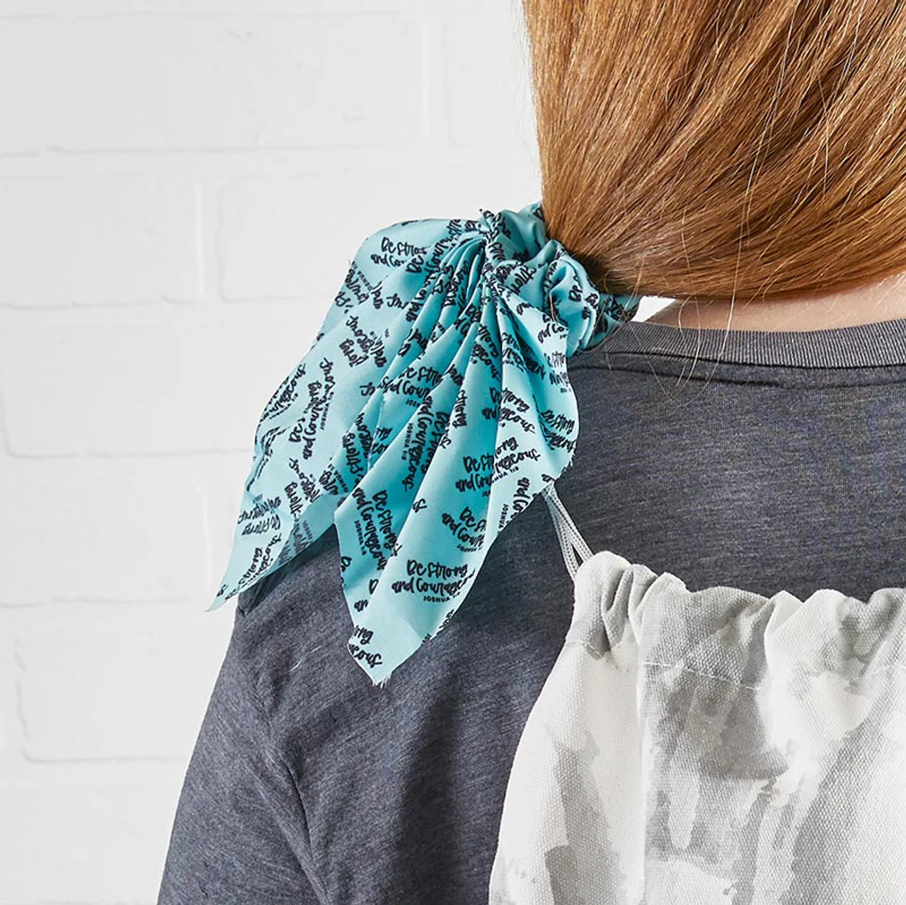 Be Strong & Courageous Scrunchie | Ponytail Hair Accessory - Image 2