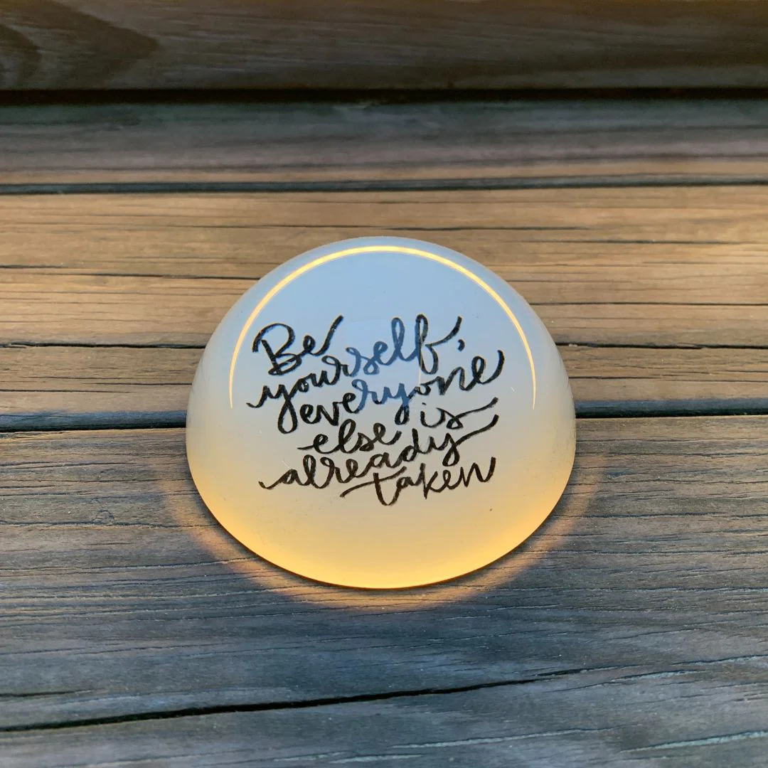 Be Yourself Glass Dome Paperweight | Paper Document Holder | 3" - Image 11