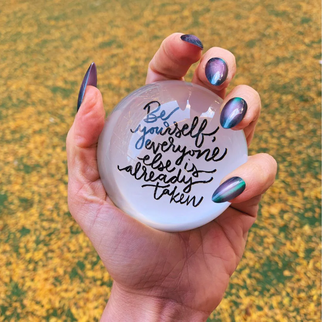 Be Yourself Glass Dome Paperweight | Paper Document Holder | 3" - Image 3