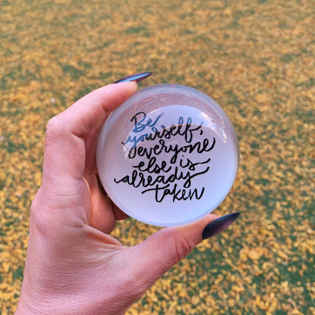 Be Yourself Glass Dome Paperweight | Paper Document Holder | 3" - Image 7