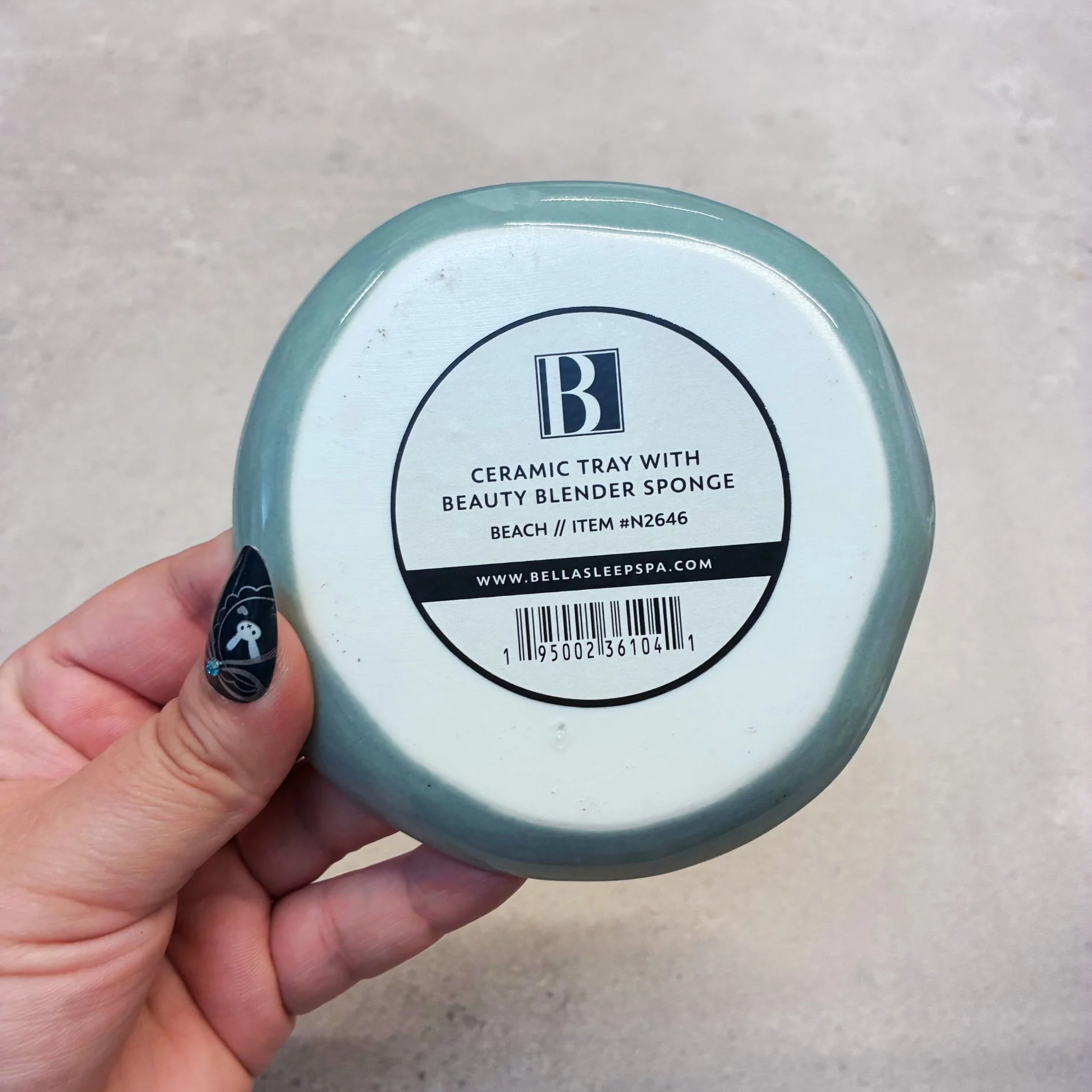 Beach Babe Sage Green Ceramic Tray with Makeup Sponge Gift Set | Cosmetic Giftable Beauty Tools Set - Image 10