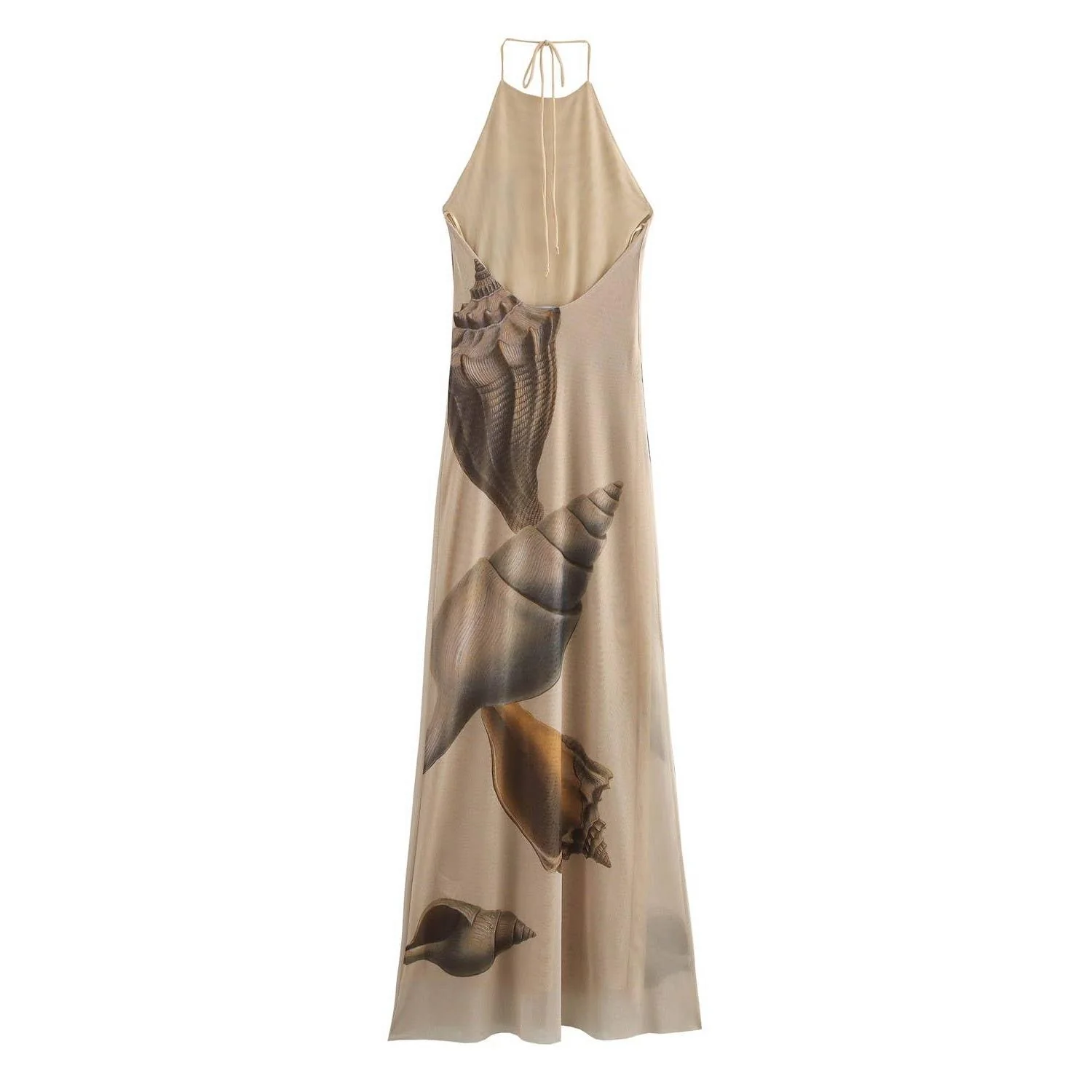 Beach Seashell Print Halterneck Mesh Maxi Dress [Sizes S-L] - Image 5