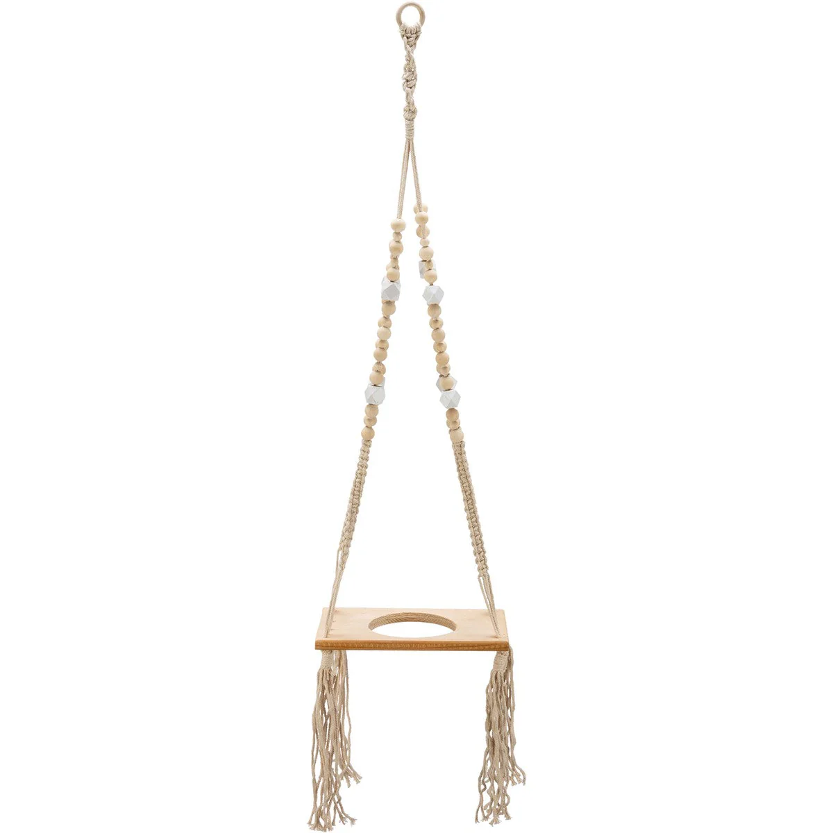 Beaded Rectangle Plant Hanger | Hanging Plant Pot Holder | 31" - Image 3