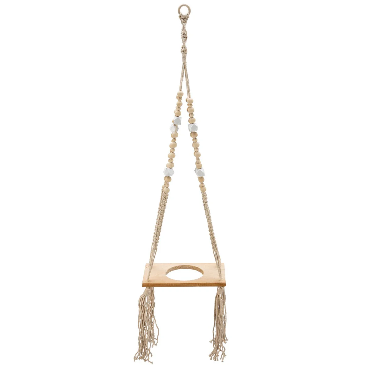 Beaded Rectangle Plant Hanger | Hanging Plant Pot Holder | 31" - Image 5