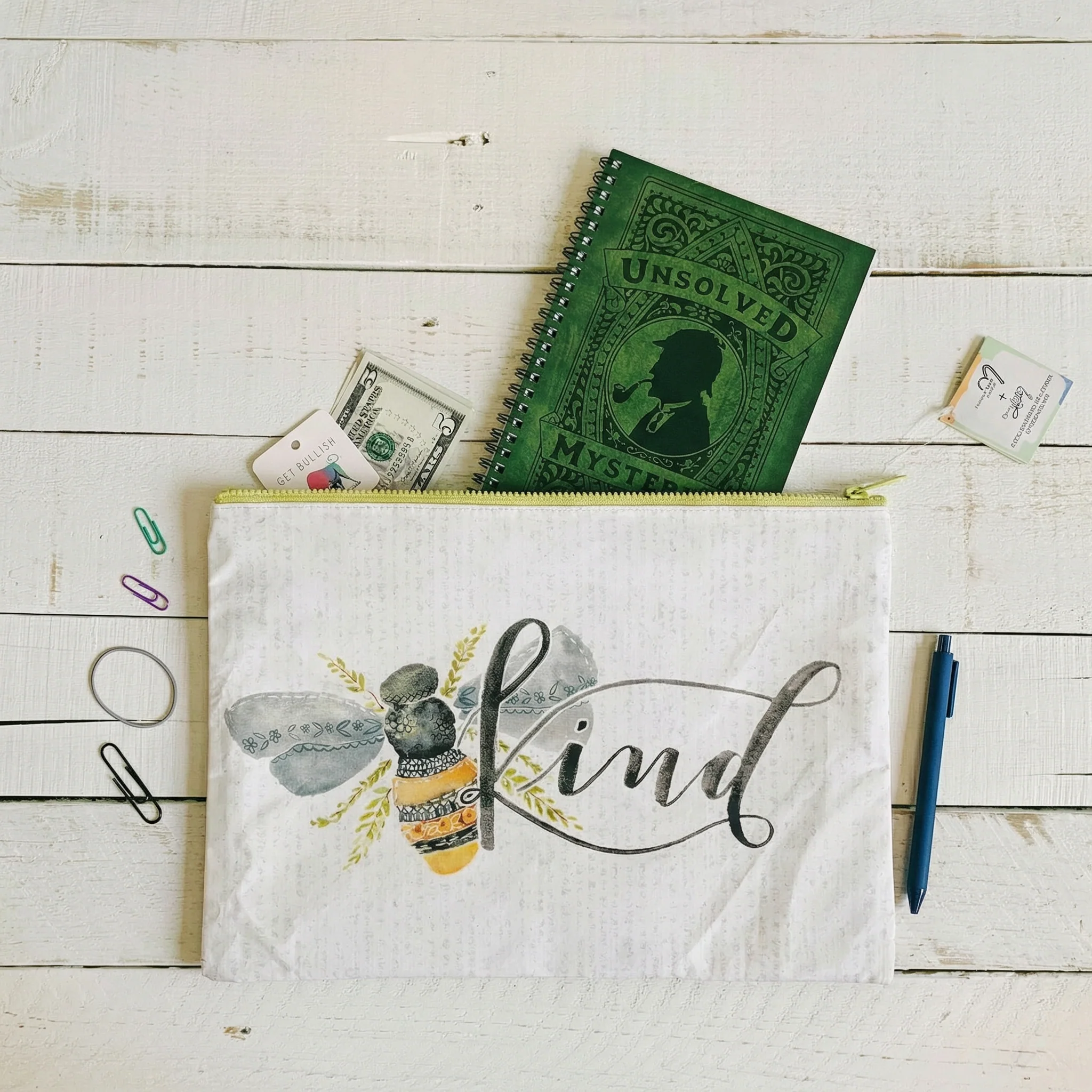 Bee Kind Zipper Folder | Recycled Bee Floral Letter Size Pouch - Image 4