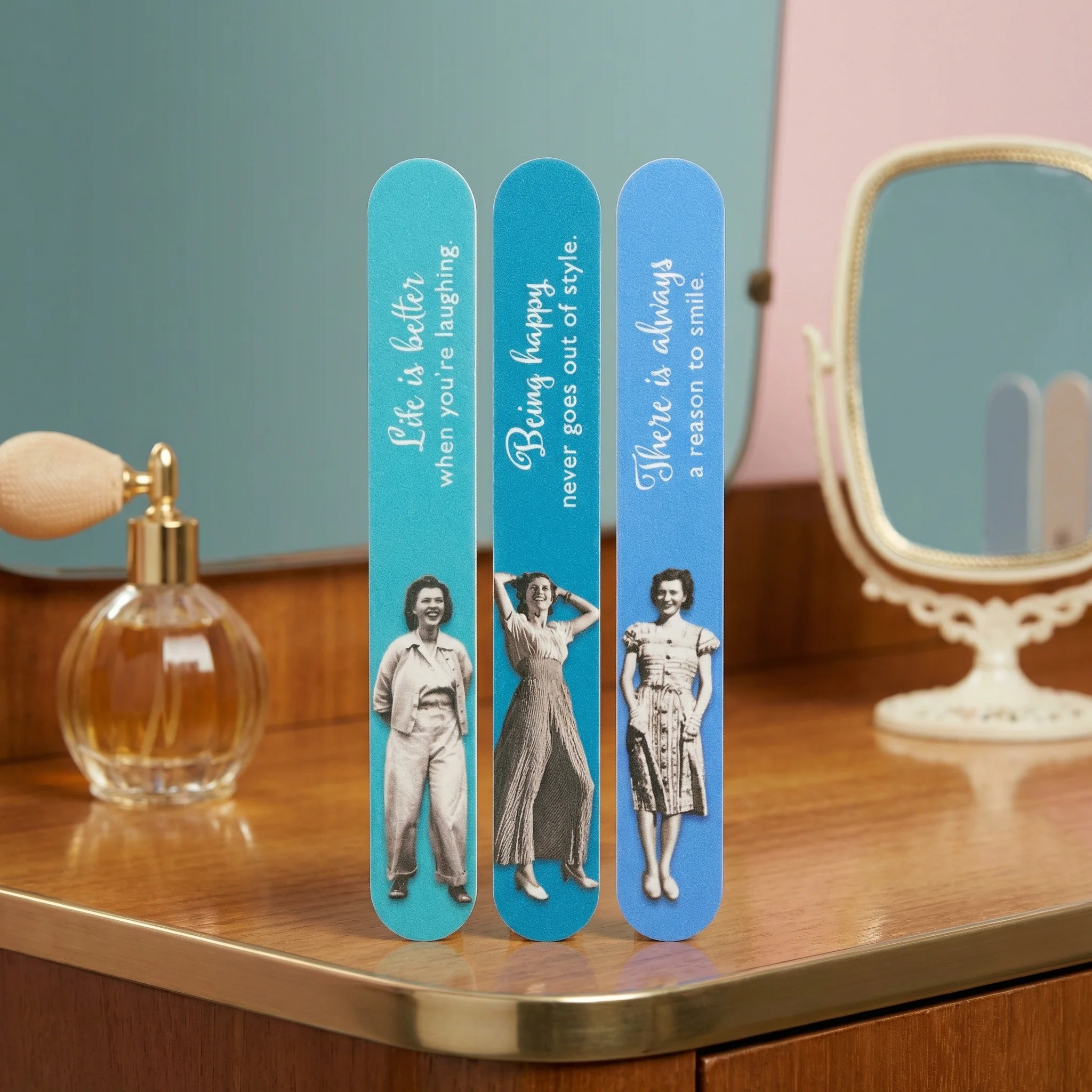 Being Happy Emery Boards Set of 3 Vintage-Inspired Nail Files SME21 - Image 2
