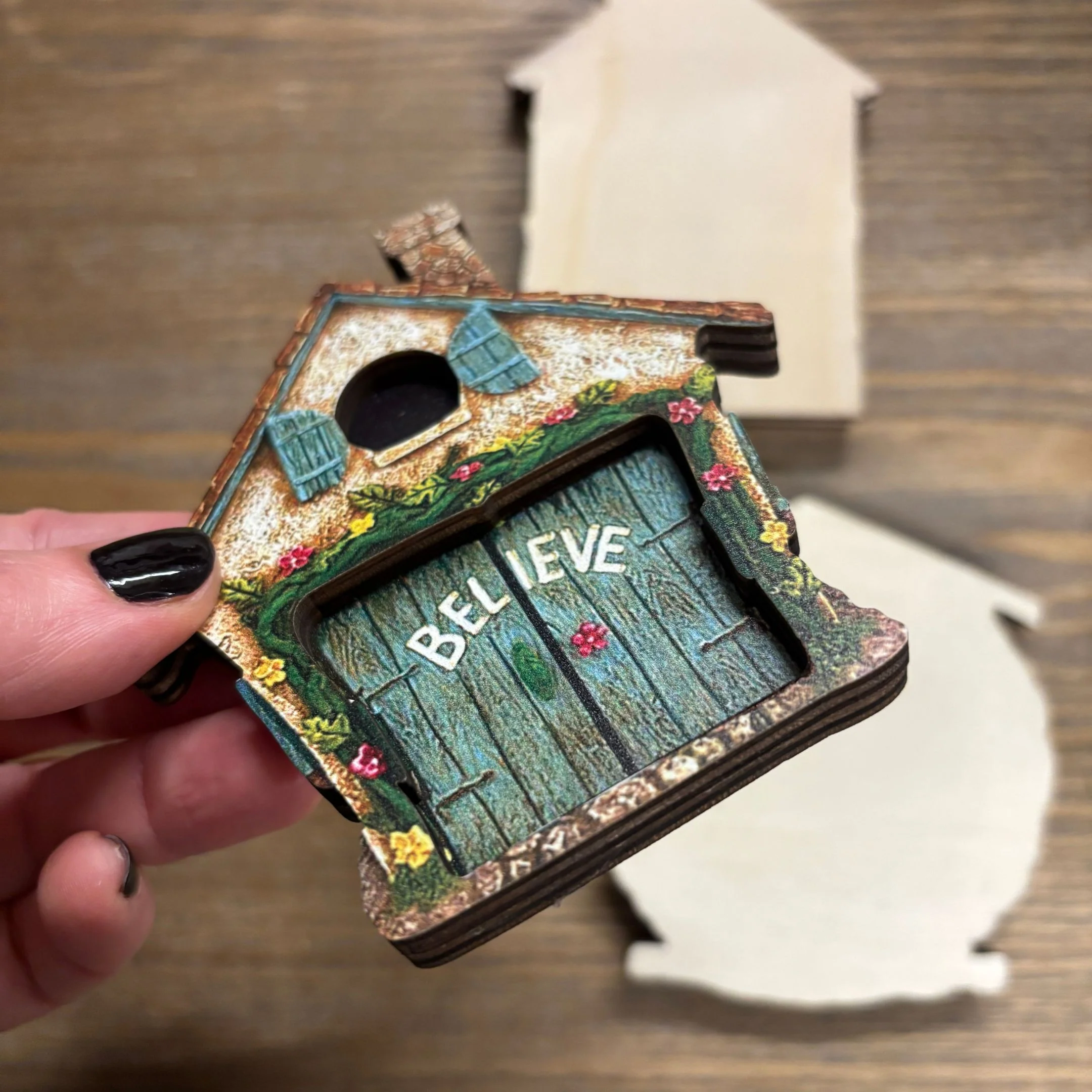 Believe Mini Fairy Door | 4" Tall Faux Faerie Elf Door Outdoor Garden Decor - Image 4