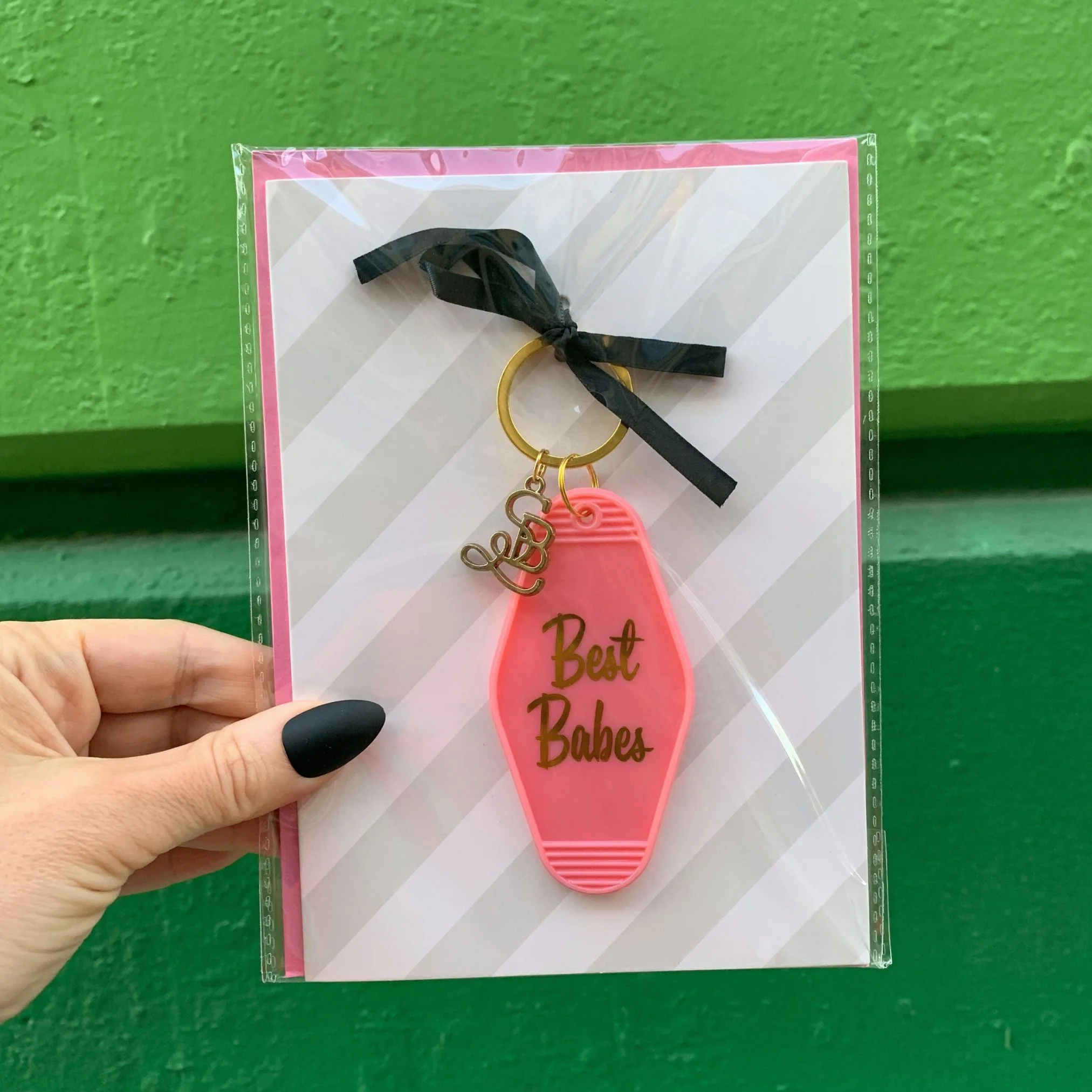 Best Babes Motel Style Keychain with Birthday Greeting Card | Gift for Her - Image 2