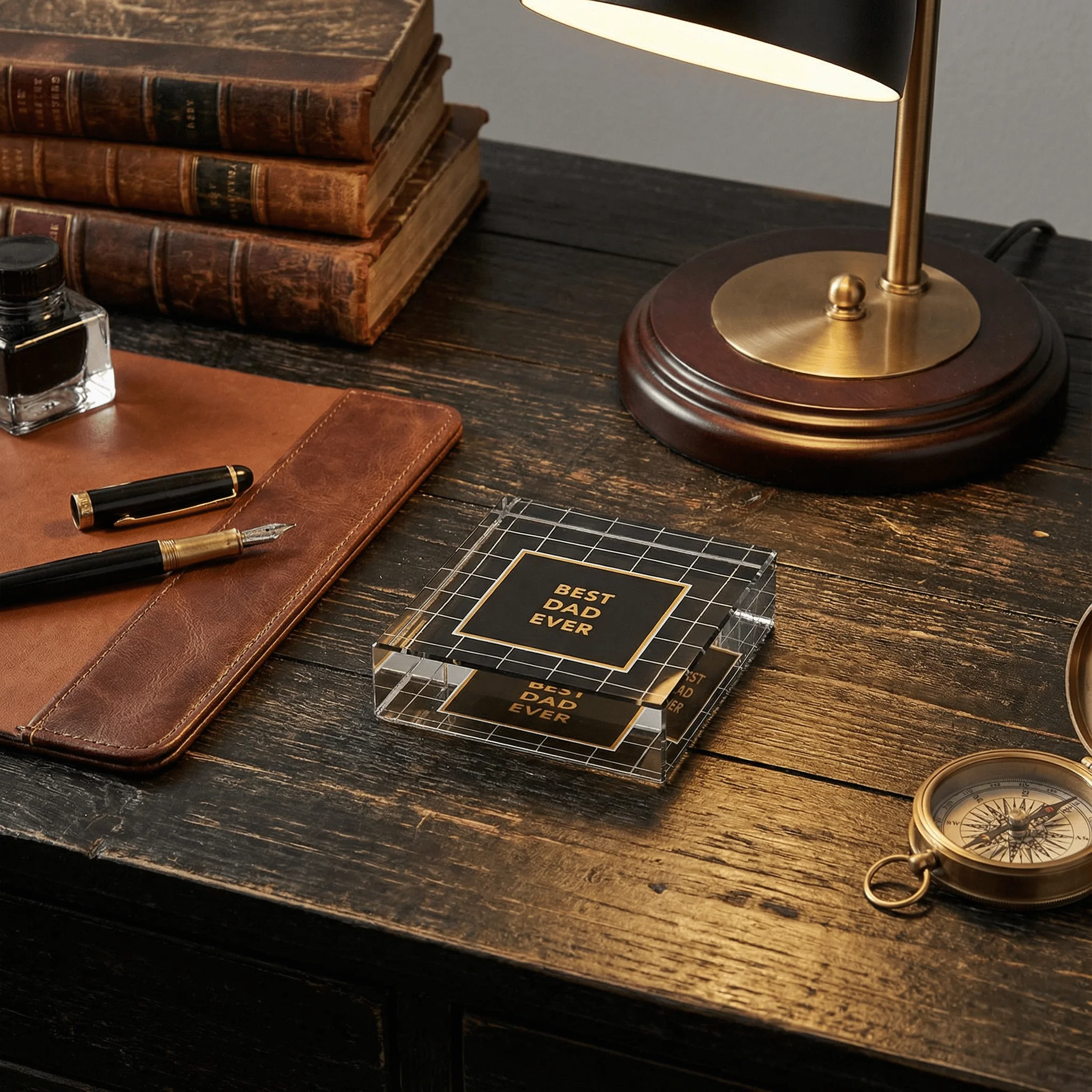 Classic Dad Gift! Best Dad Ever 3"x3" Paperweight in Gift Box - Image 3