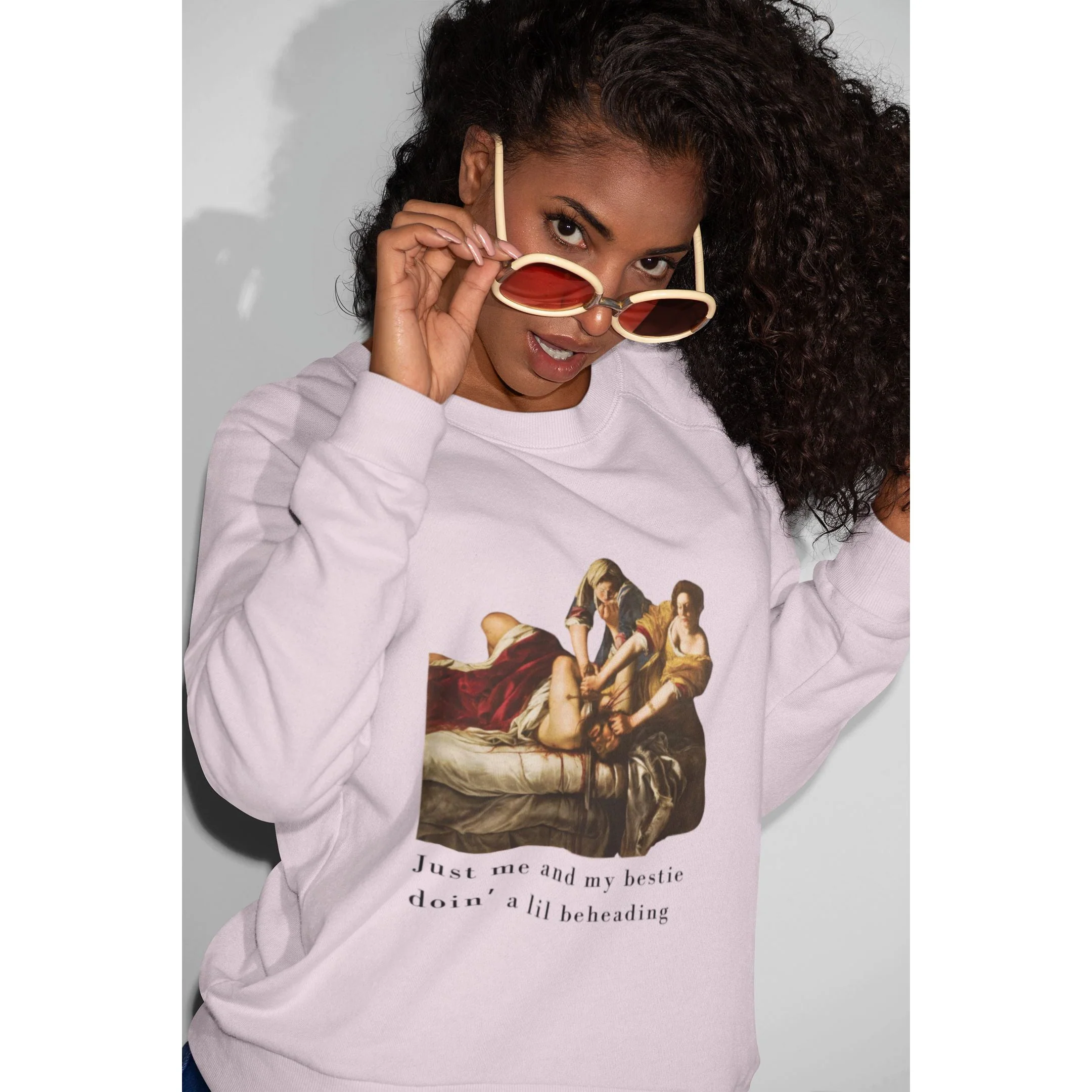 Besties Doing a Nice Beheading! Judith Slaying Holofernes Unisex Heavy Blend™ Crewneck Sweatshirt (Sizes S-5X) - Image 19