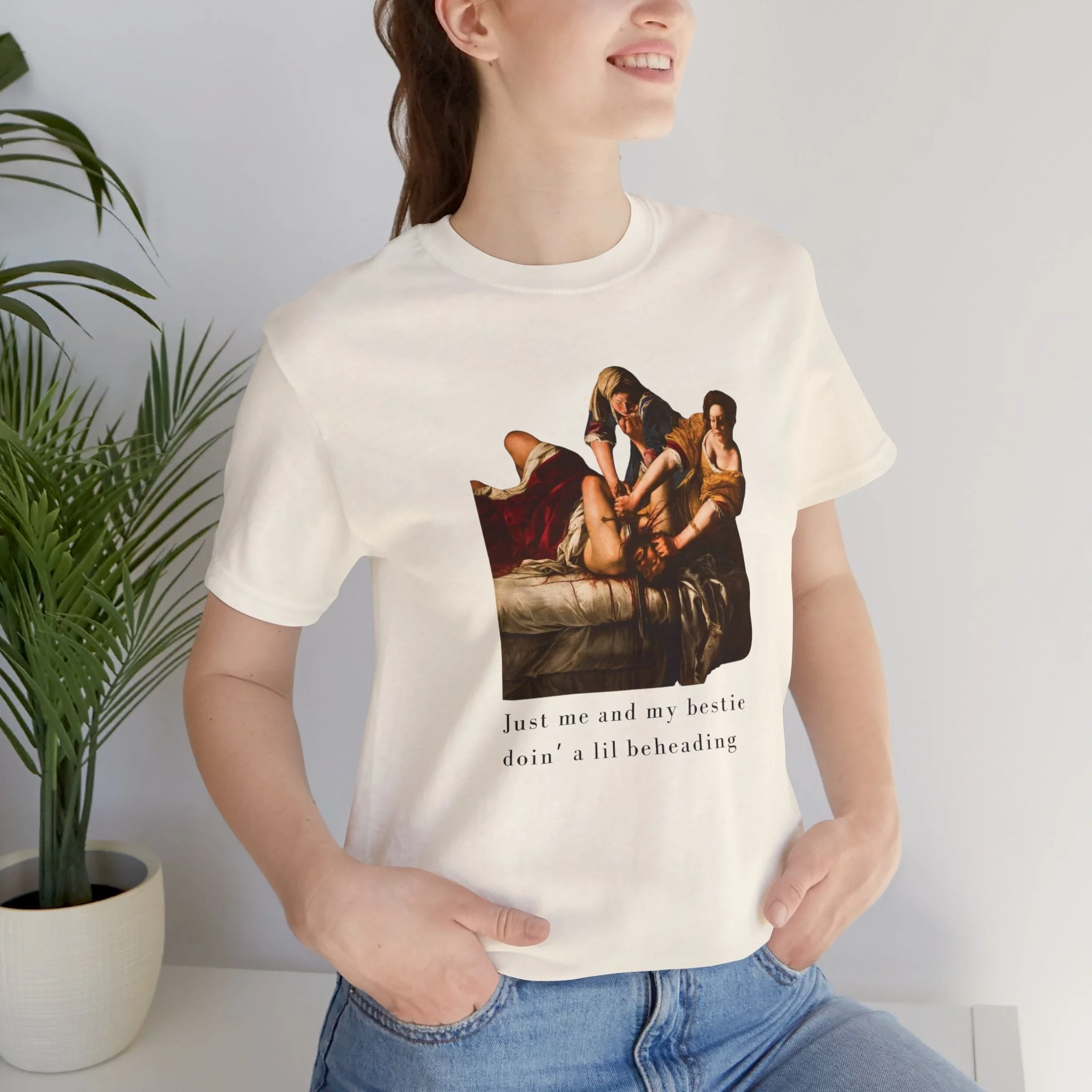 Besties Doing a Nice Beheading! Judith Slaying Holofernes Unisex Jersey Short Sleeve Tee - Image 12