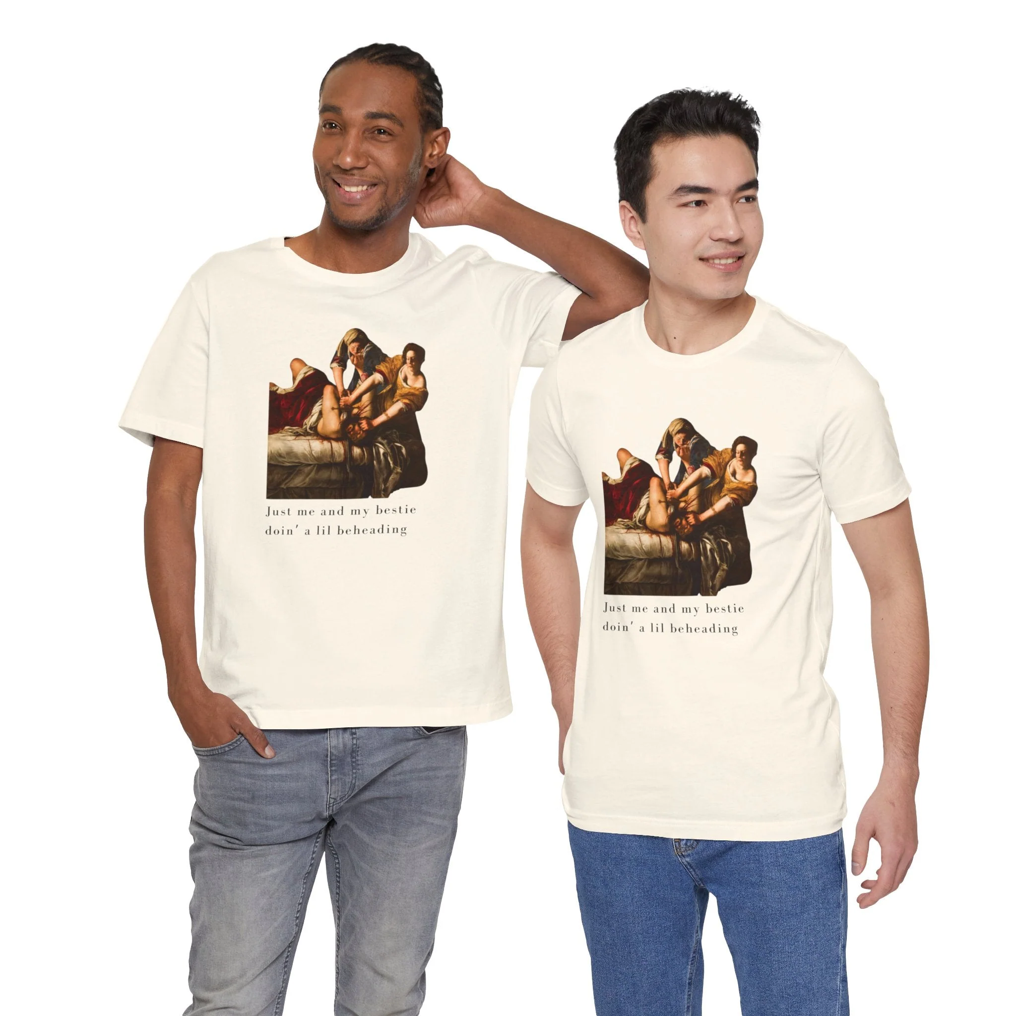 Besties Doing a Nice Beheading! Judith Slaying Holofernes Unisex Jersey Short Sleeve Tee - Image 13