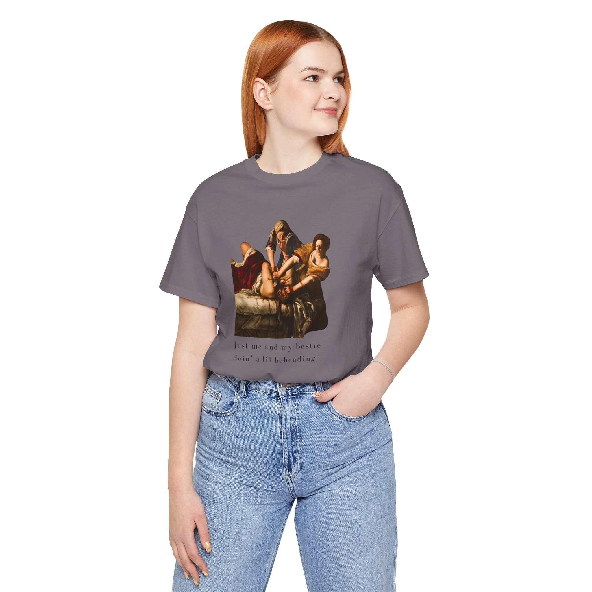 Besties Doing a Nice Beheading! Judith Slaying Holofernes Unisex Jersey Short Sleeve Tee - Image 3
