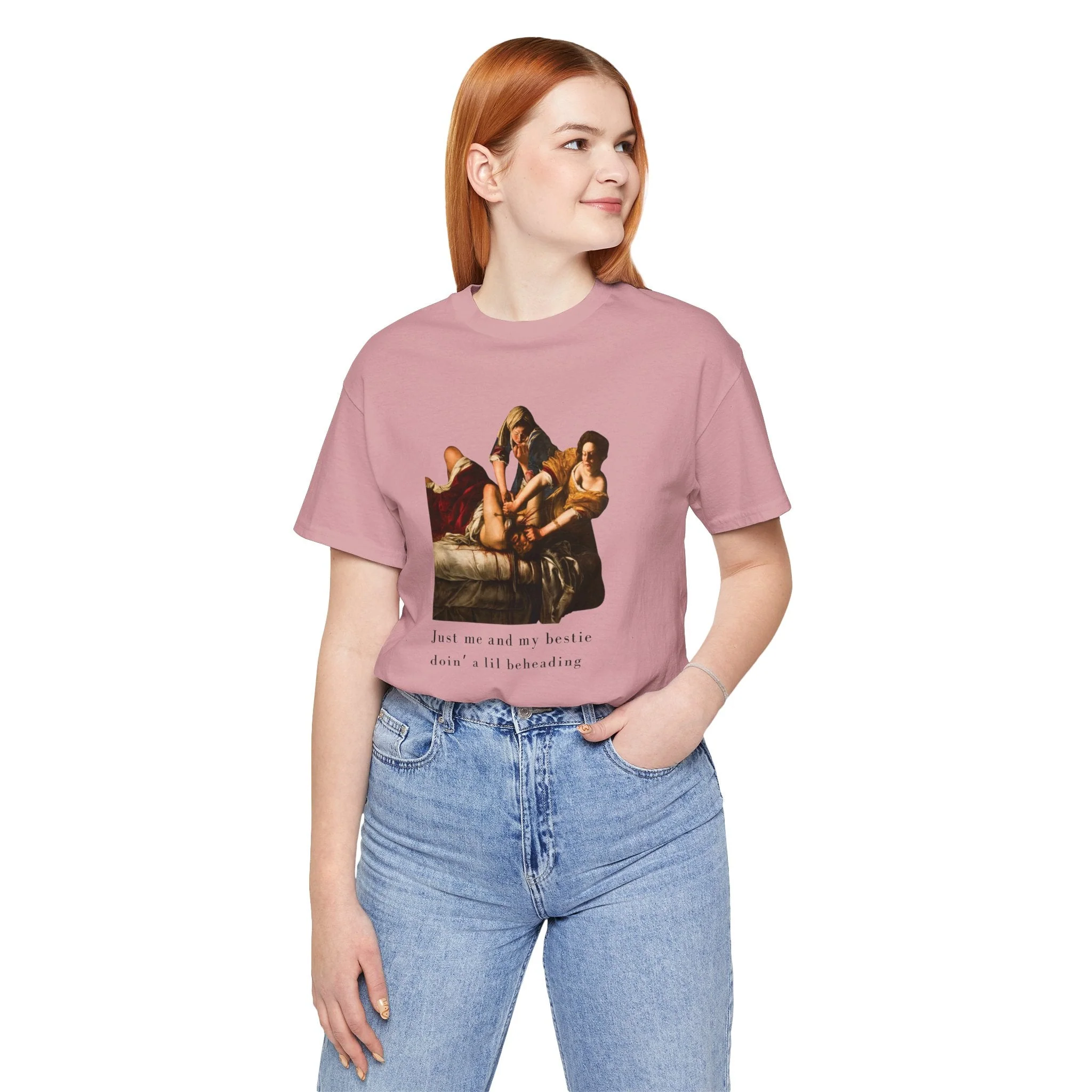 Besties Doing a Nice Beheading! Judith Slaying Holofernes Unisex Jersey Short Sleeve Tee - Image 4