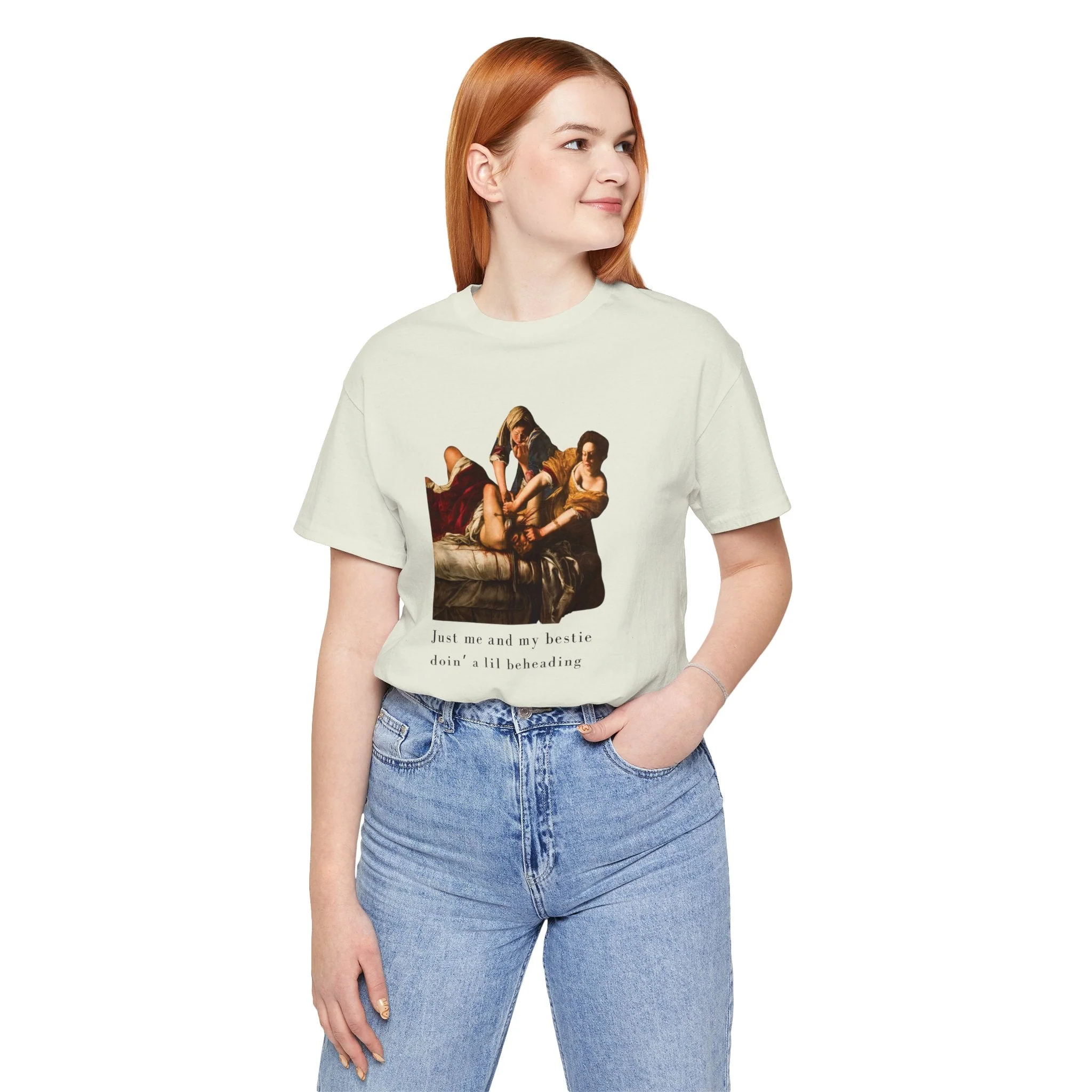 Besties Doing a Nice Beheading! Judith Slaying Holofernes Unisex Jersey Short Sleeve Tee - Image 5