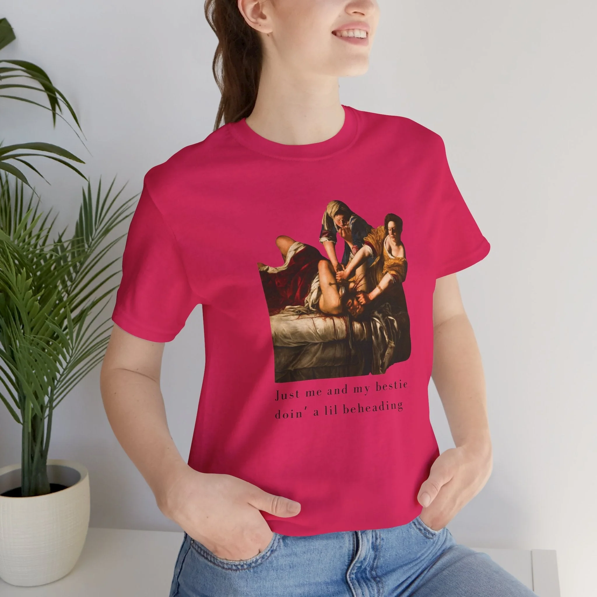 Besties Doing a Nice Beheading! Judith Slaying Holofernes Unisex Jersey Short Sleeve Tee - Image 9