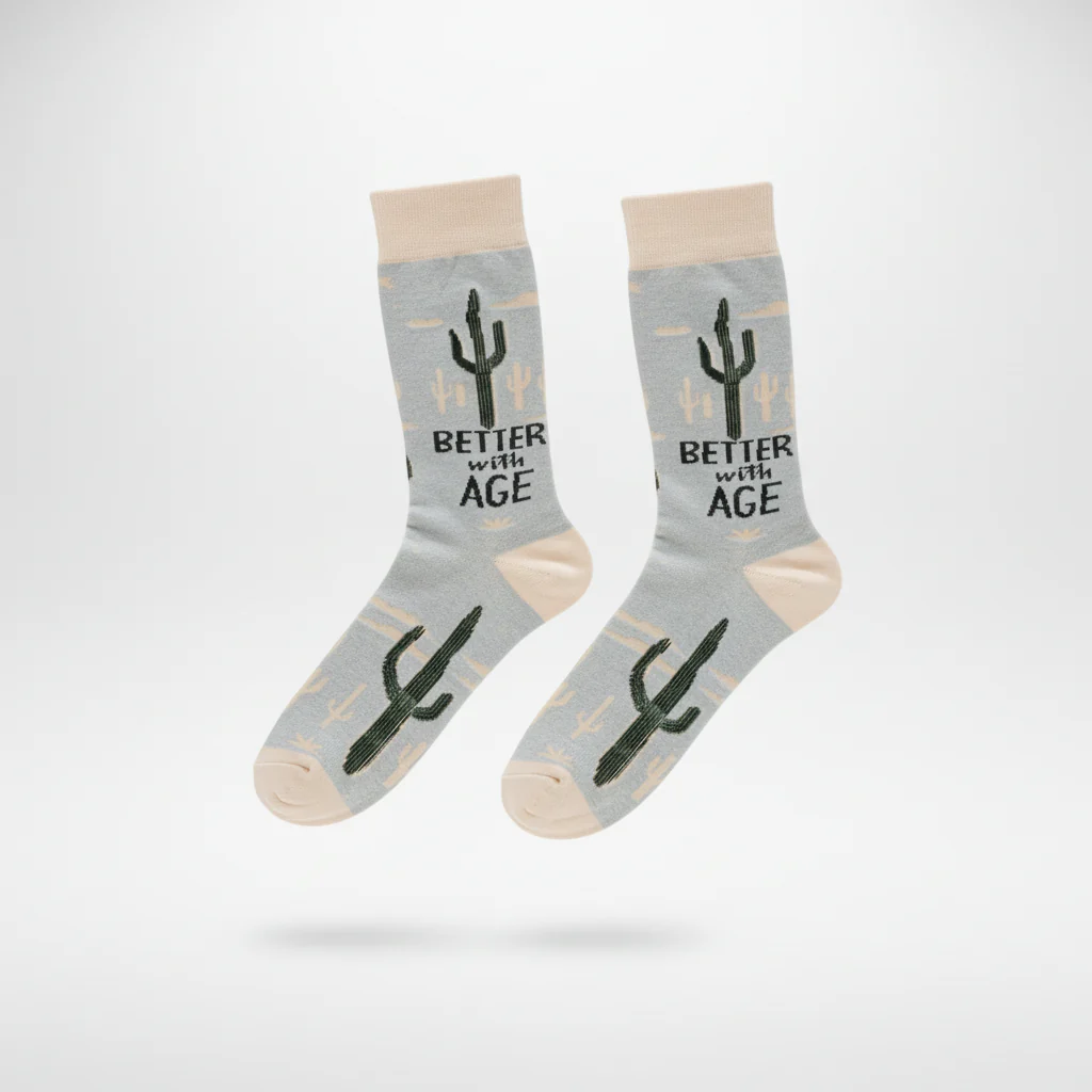Better With Age Socks | Cactus Plants Illustration - Image 11