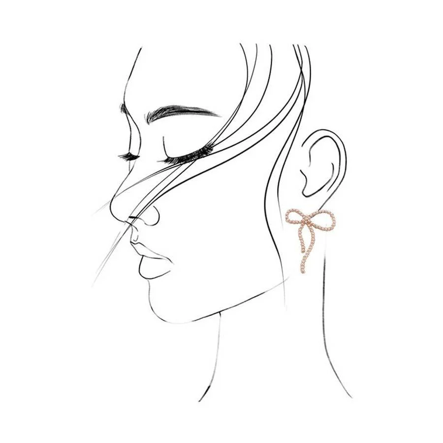 Big Coquettecore Bow Pearl Stud Earrings in Gold Plating | 1.5" Long Oversized Earrings - Image 4