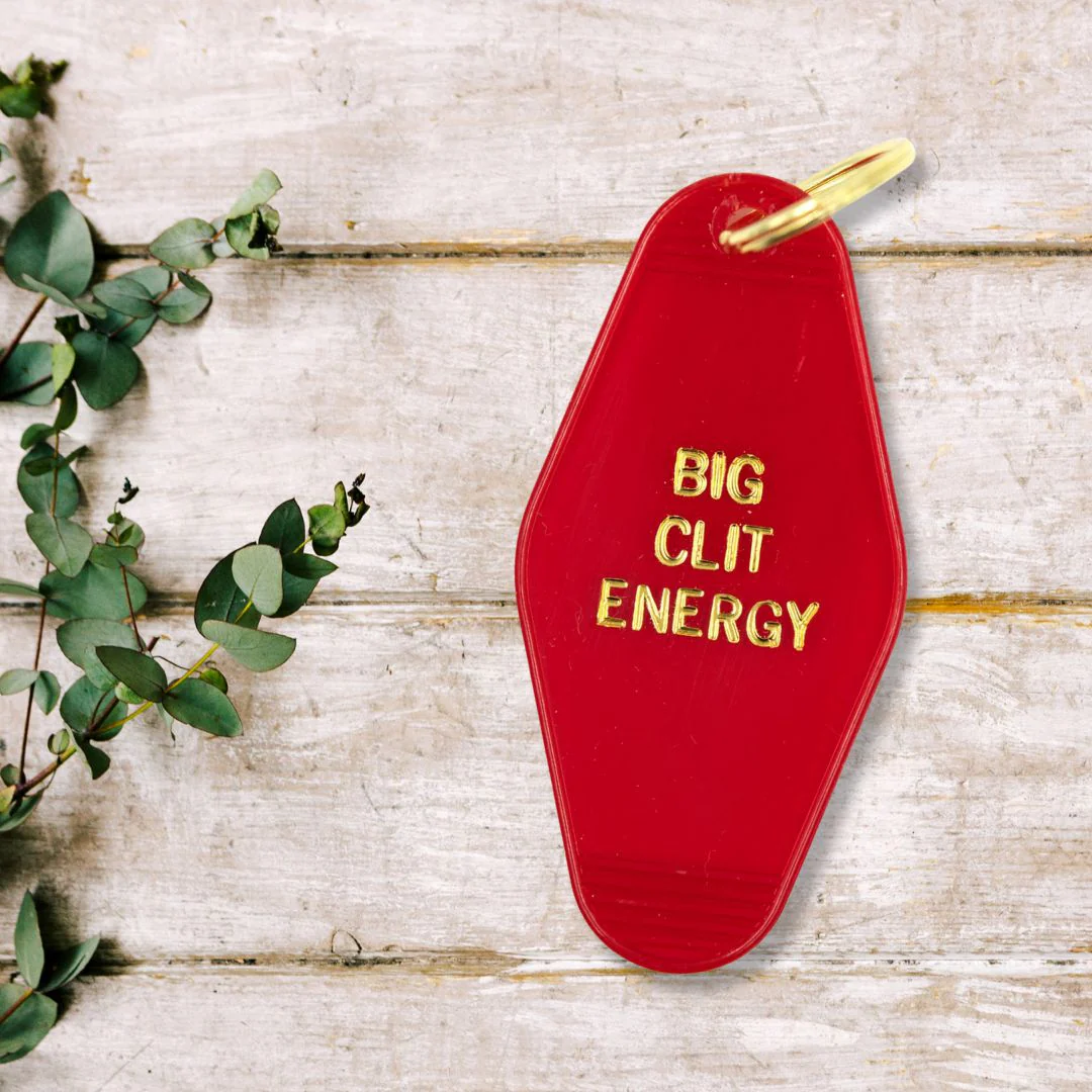 Big Clit Energy Motel Style Keychain in Red and Gold - Image 3