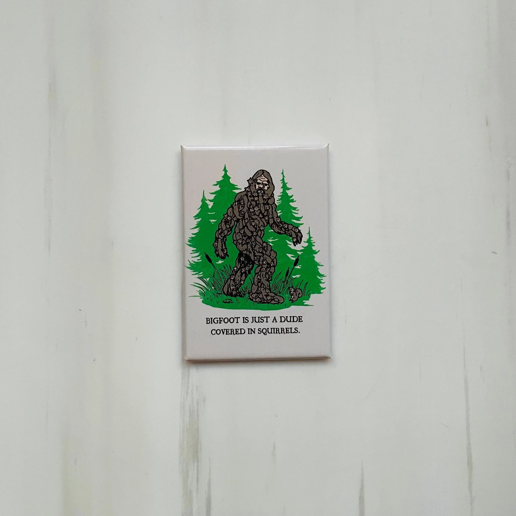 Bigfoot Is Just A Dude Covered in Squirrels Magnet | Rectangular Fridge Magnetic Surface Decor | 3" x 2" - Image 4