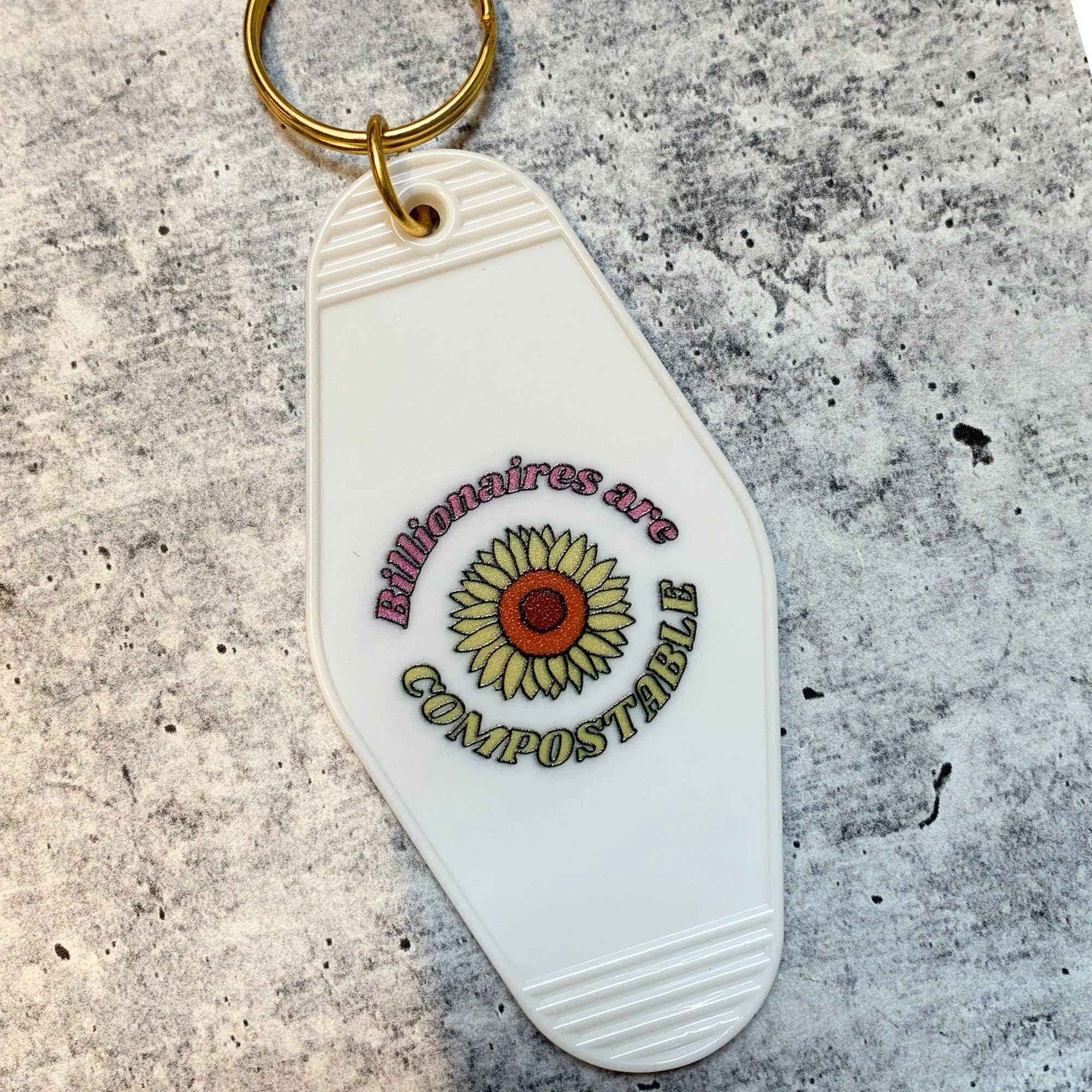 Billionaires Are Compostable 🌸 Motel Style Keychain - Image 4