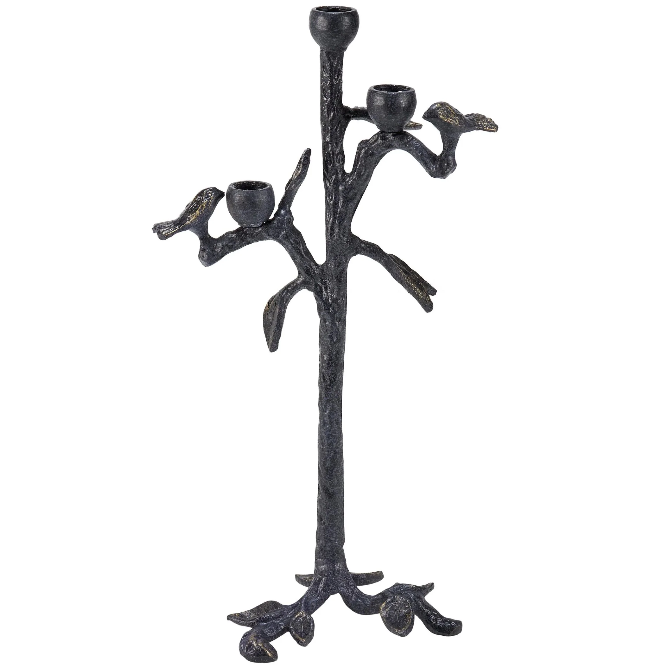 Bird Branch Metal Candle Holder for 3 Taper Candles | Rustic Tree & Bird Decor - Image 2