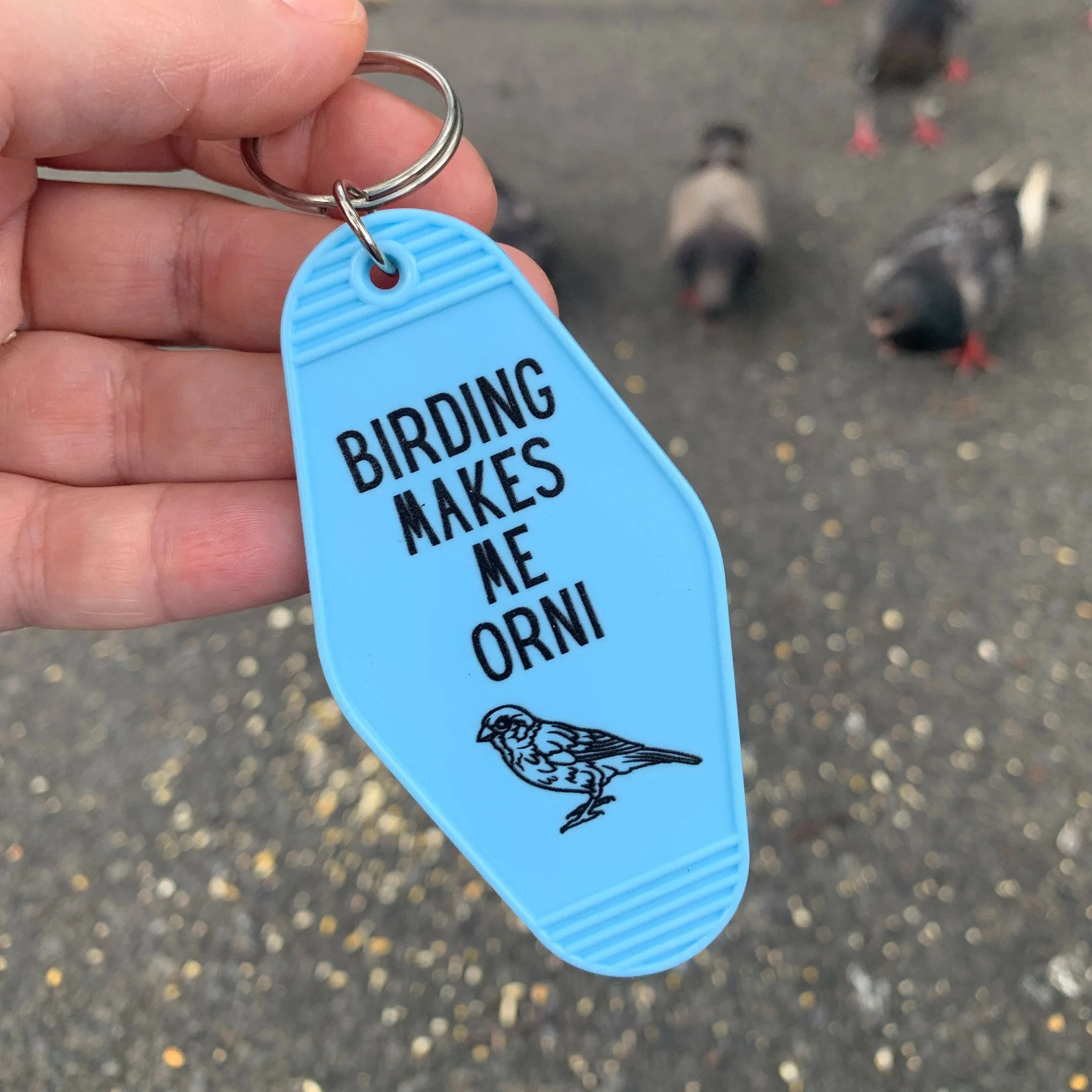 Birding Makes Me Orni Birdwatching Pun Motel Keychain - Image 6