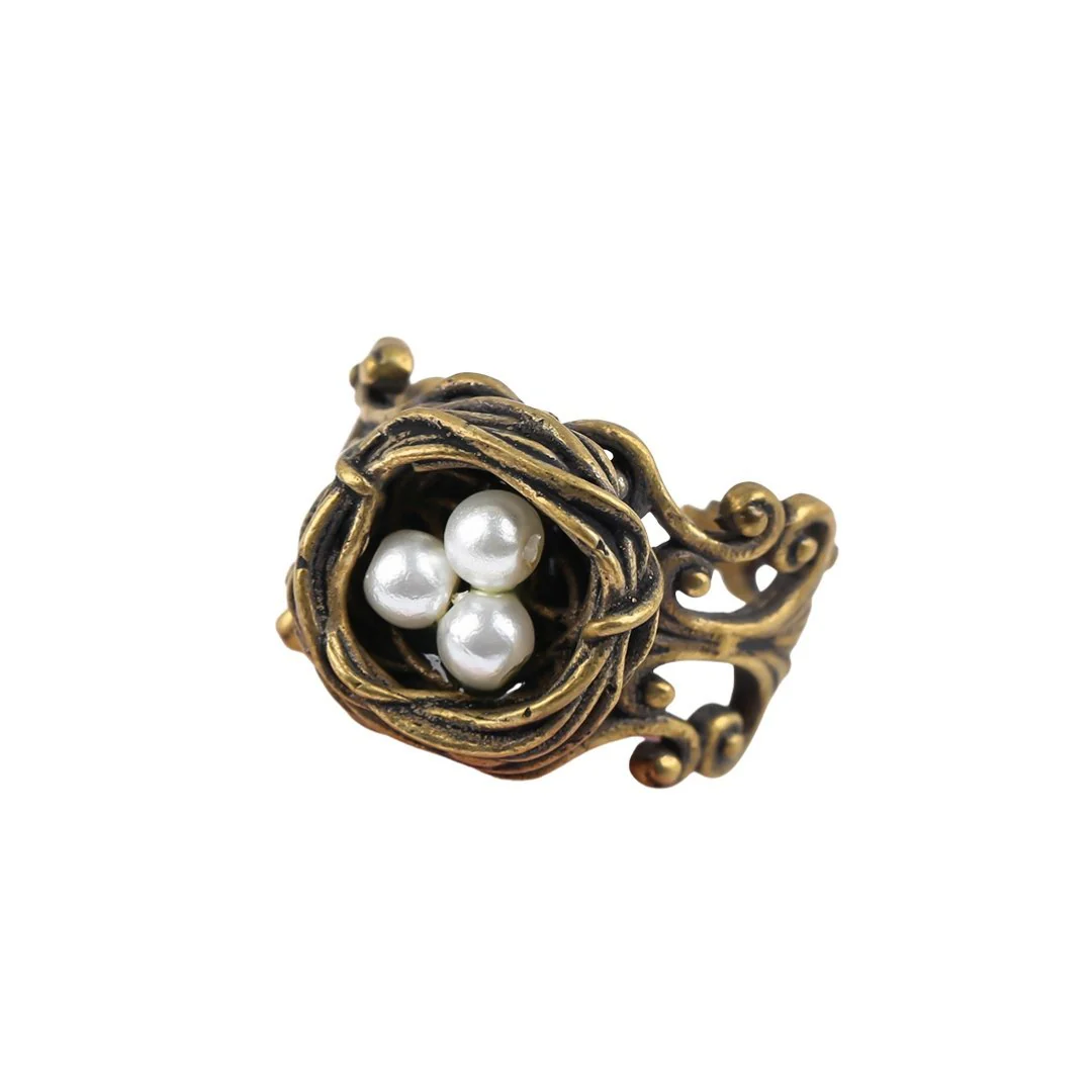Bird's Nest Ring in Old Gold | Vintage | Adjustable Size - Image 2
