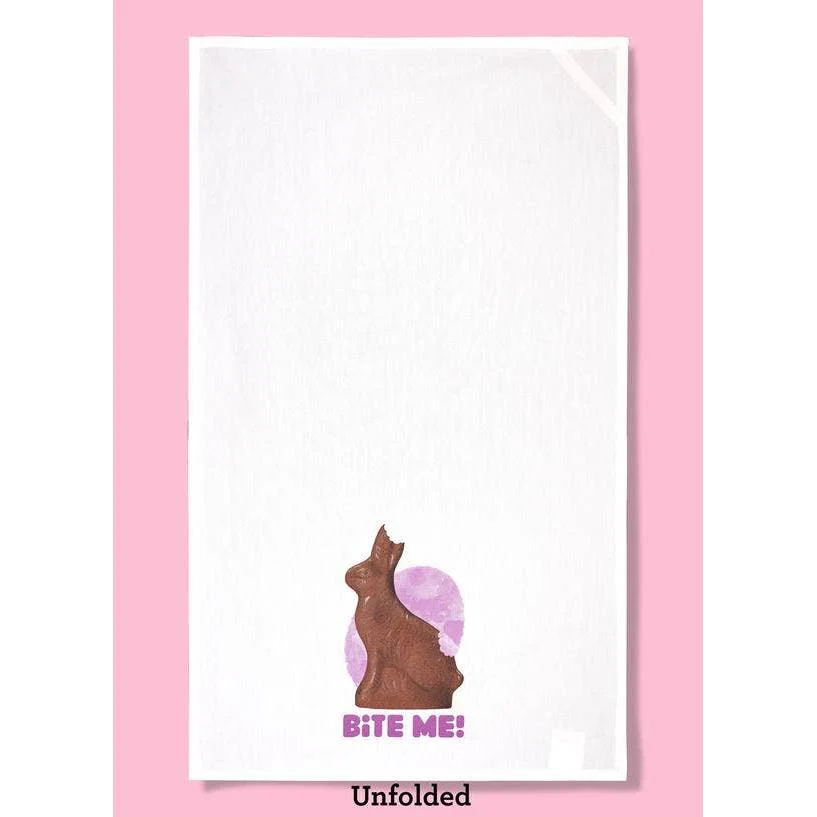 Bite Me Chocolate Bunny Kitchen Dishtowel | Cotton Hand Tea Dishcloth - Image 3