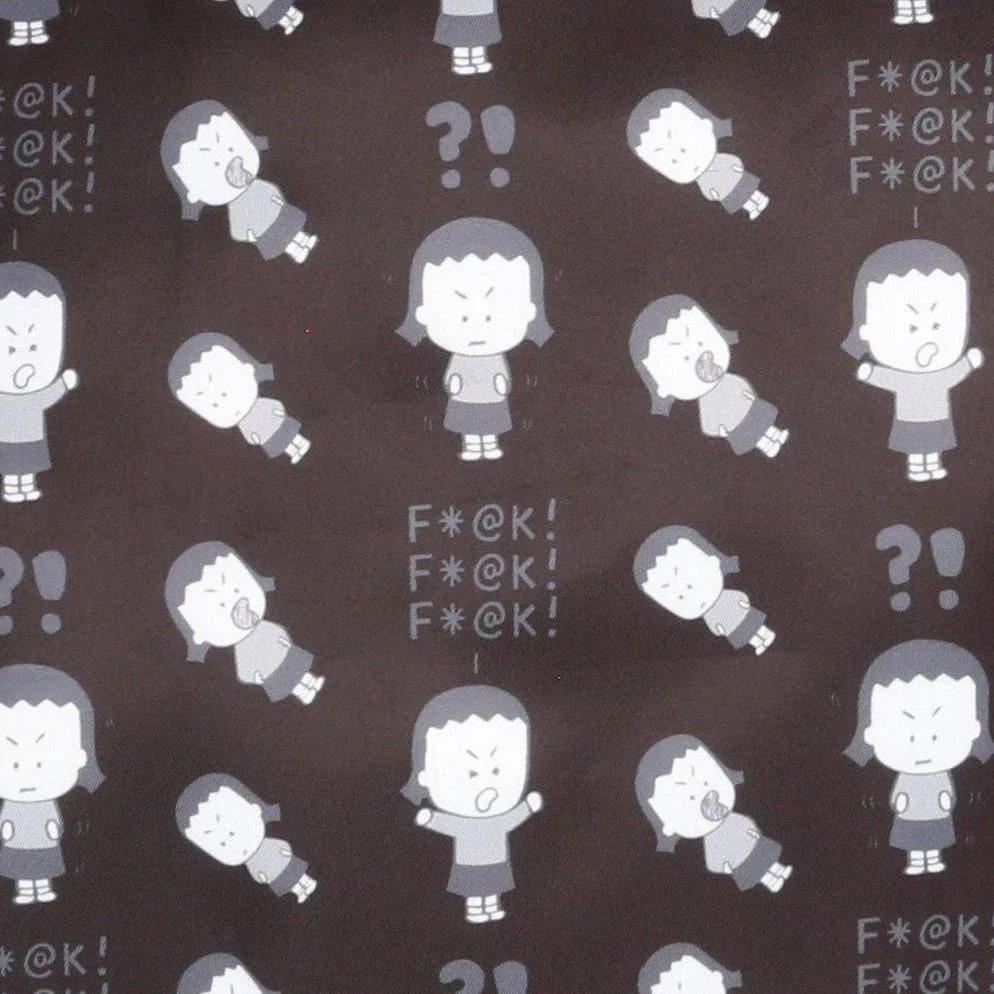 Black "Angry Little Girls F@*K F@*K F@*K" Pattern Tote Cross Body Bag | Sling Handbag | 38" x 32" - Image 2