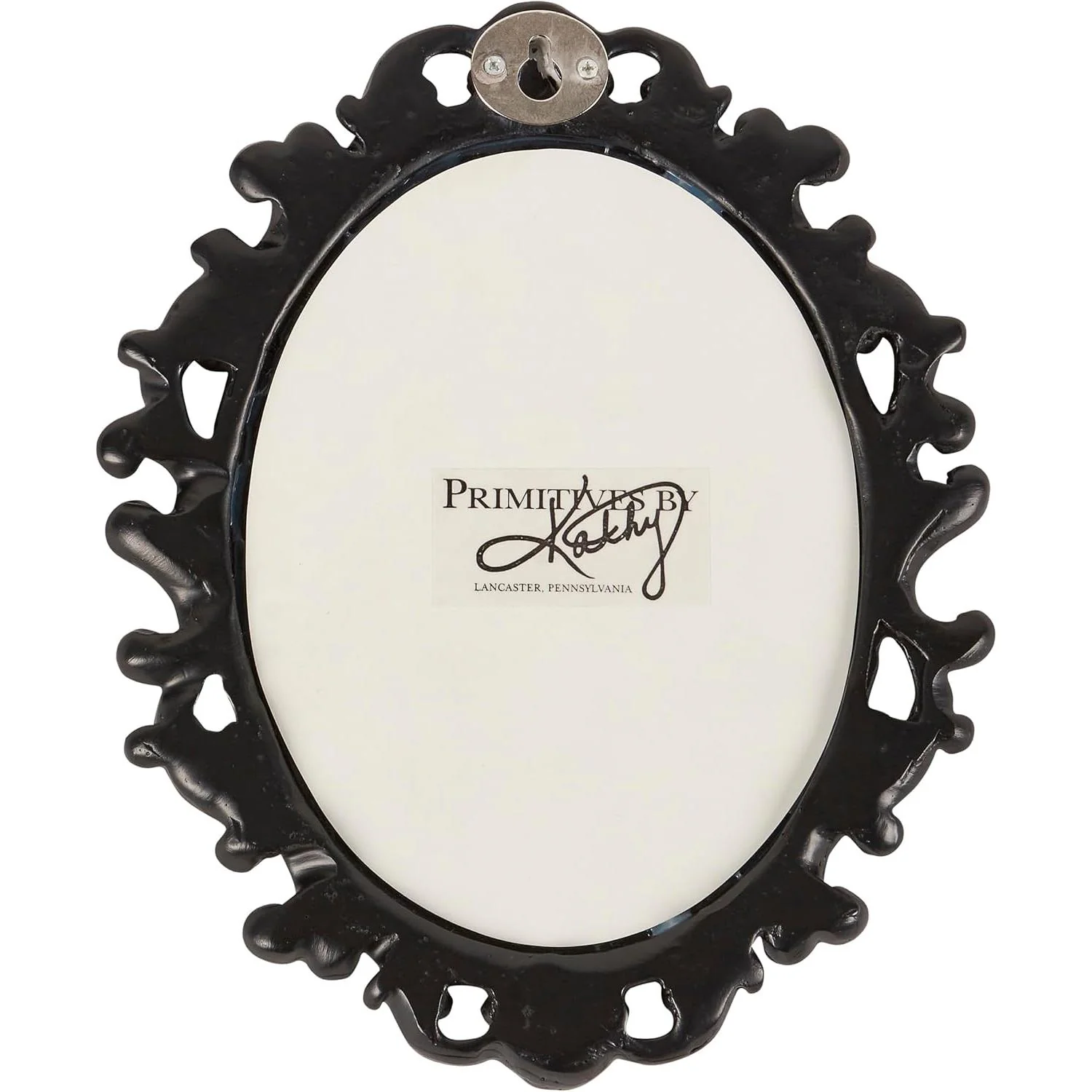 Black Filigree Mini Oval Mirror | Vintage Small Moody Gothic Wall Mirror 7.75" L x 6.25" W - Image 4