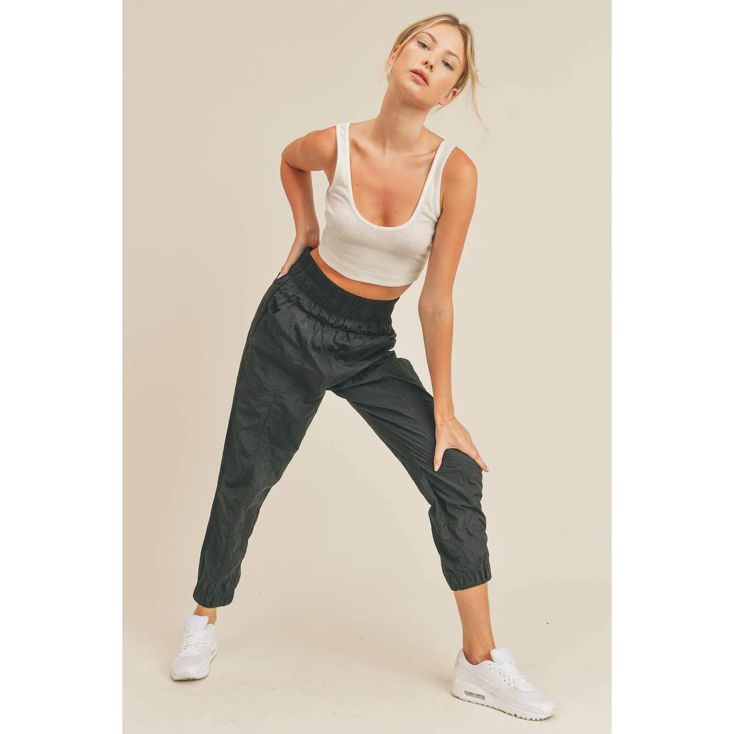 Black High Rise Warm-up Style Jogger [Sizes M-L Remaining] - Image 2