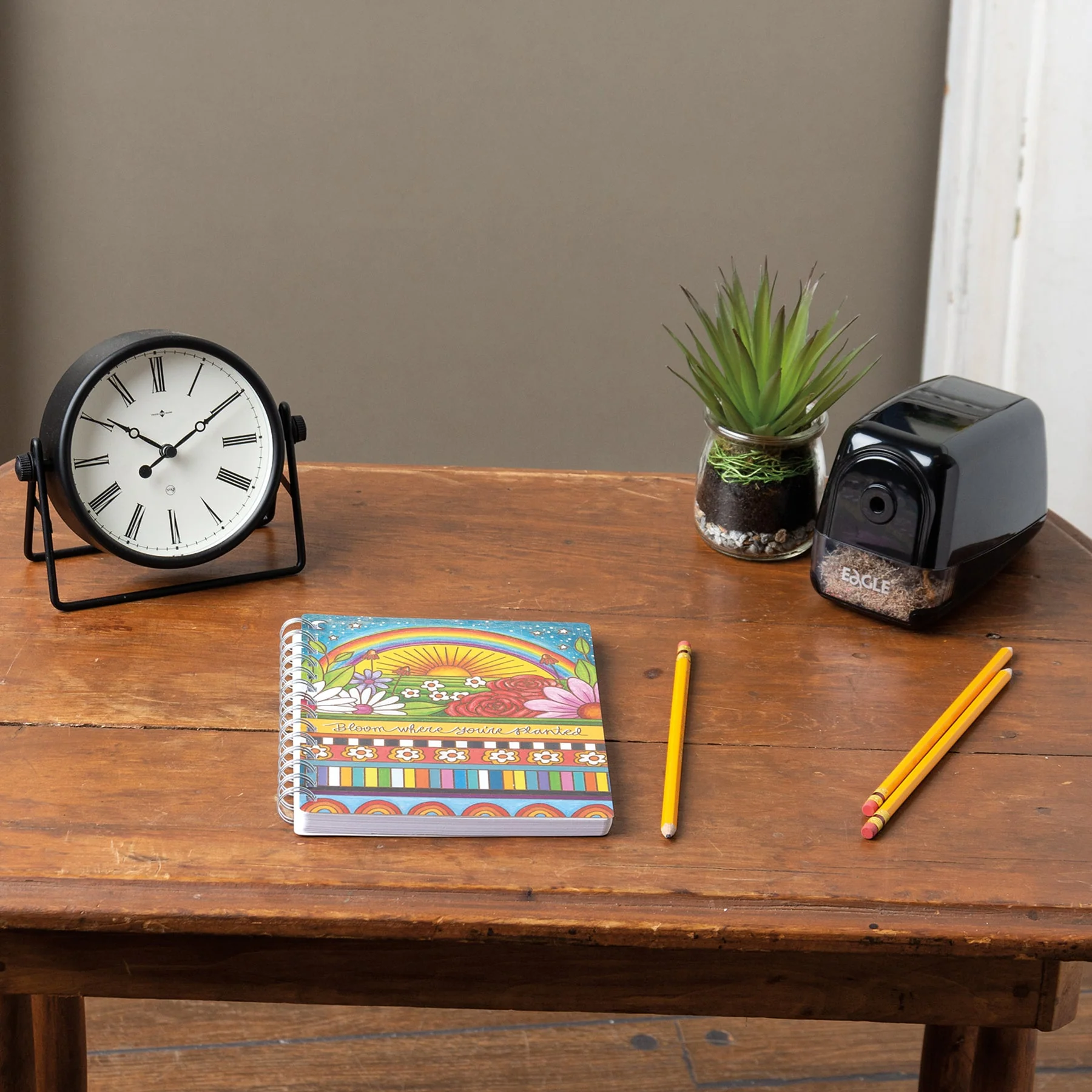 Bloom Where You're Planted Spiral Notebook | Woodburned Flowers & Rainbow Designs Journal - Image 3
