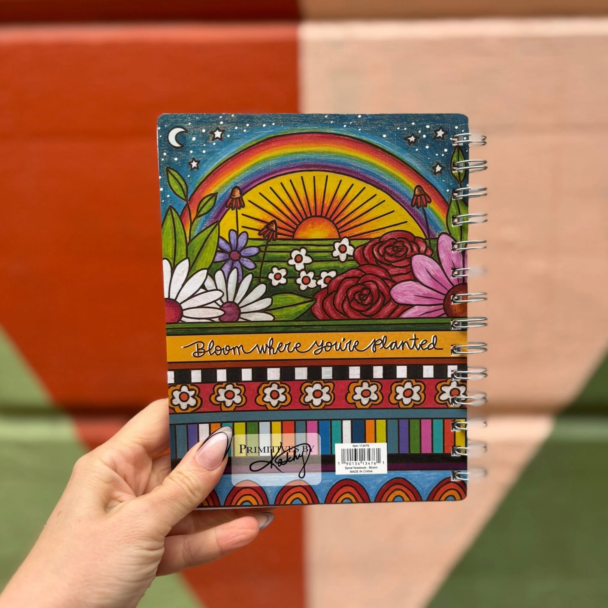Bloom Where You're Planted Spiral Notebook | Woodburned Flowers & Rainbow Designs Journal - Image 7