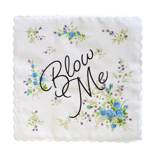 Blow Me Retro Hankie Floral Print Cotton Handkerchief - Image 3