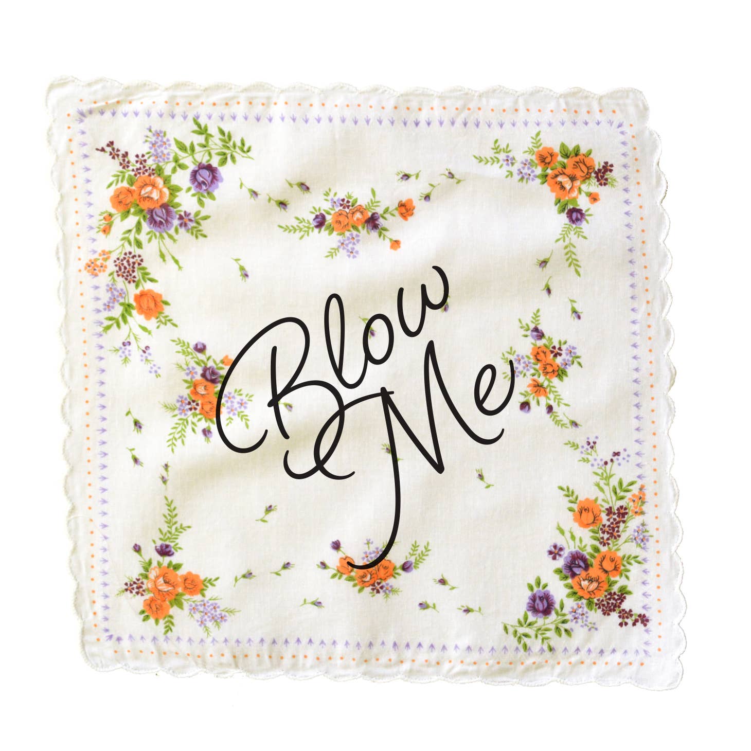 Blow Me Retro Hankie Floral Print Cotton Handkerchief - Image 5