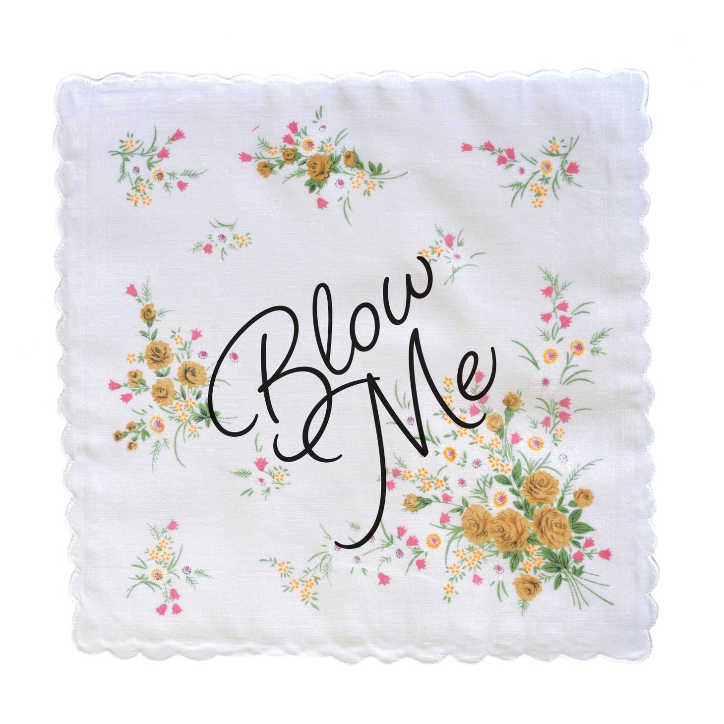 Blow Me Retro Hankie Floral Print Cotton Handkerchief - Image 7