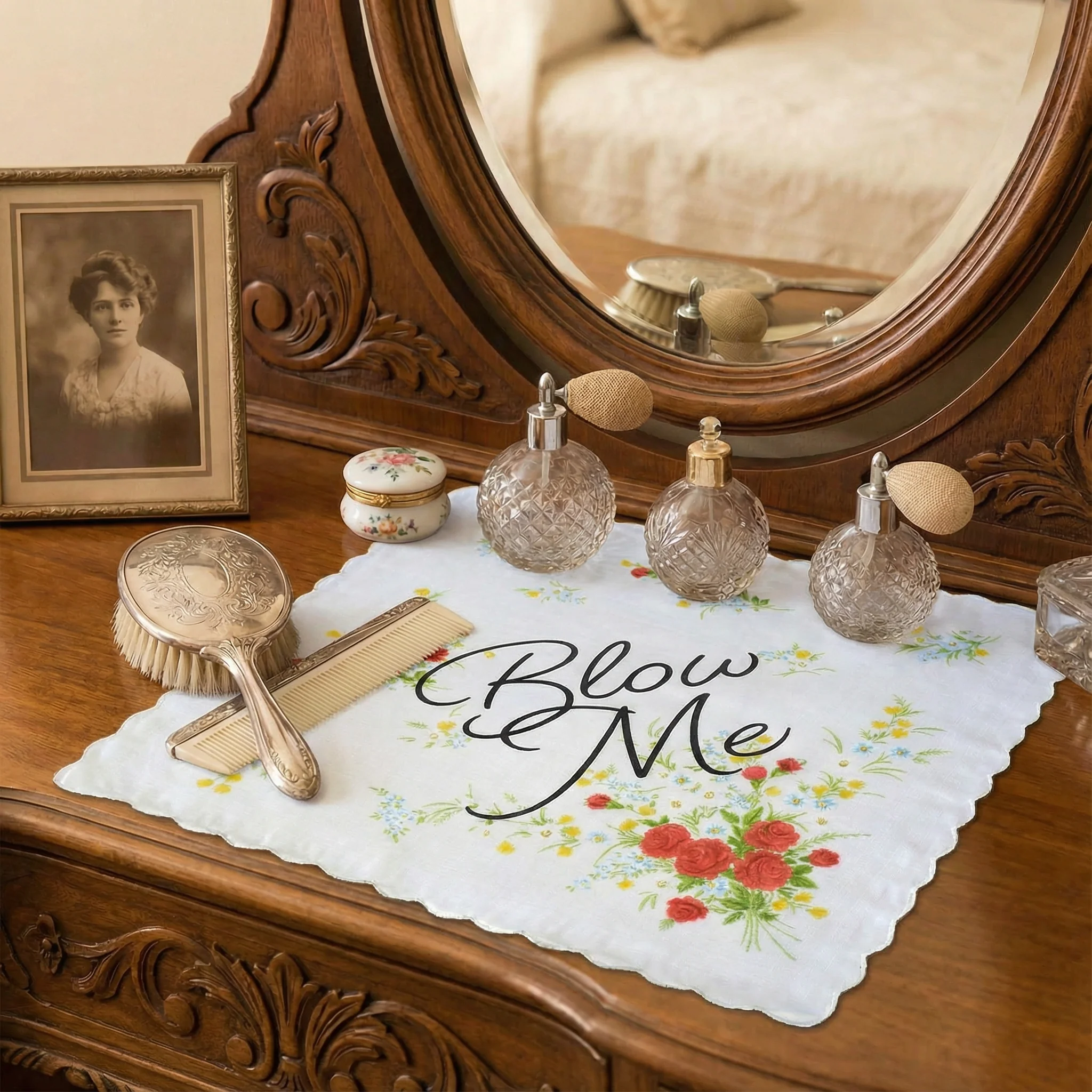 Blow Me Retro Hankie Floral Print Cotton Handkerchief - Image 8