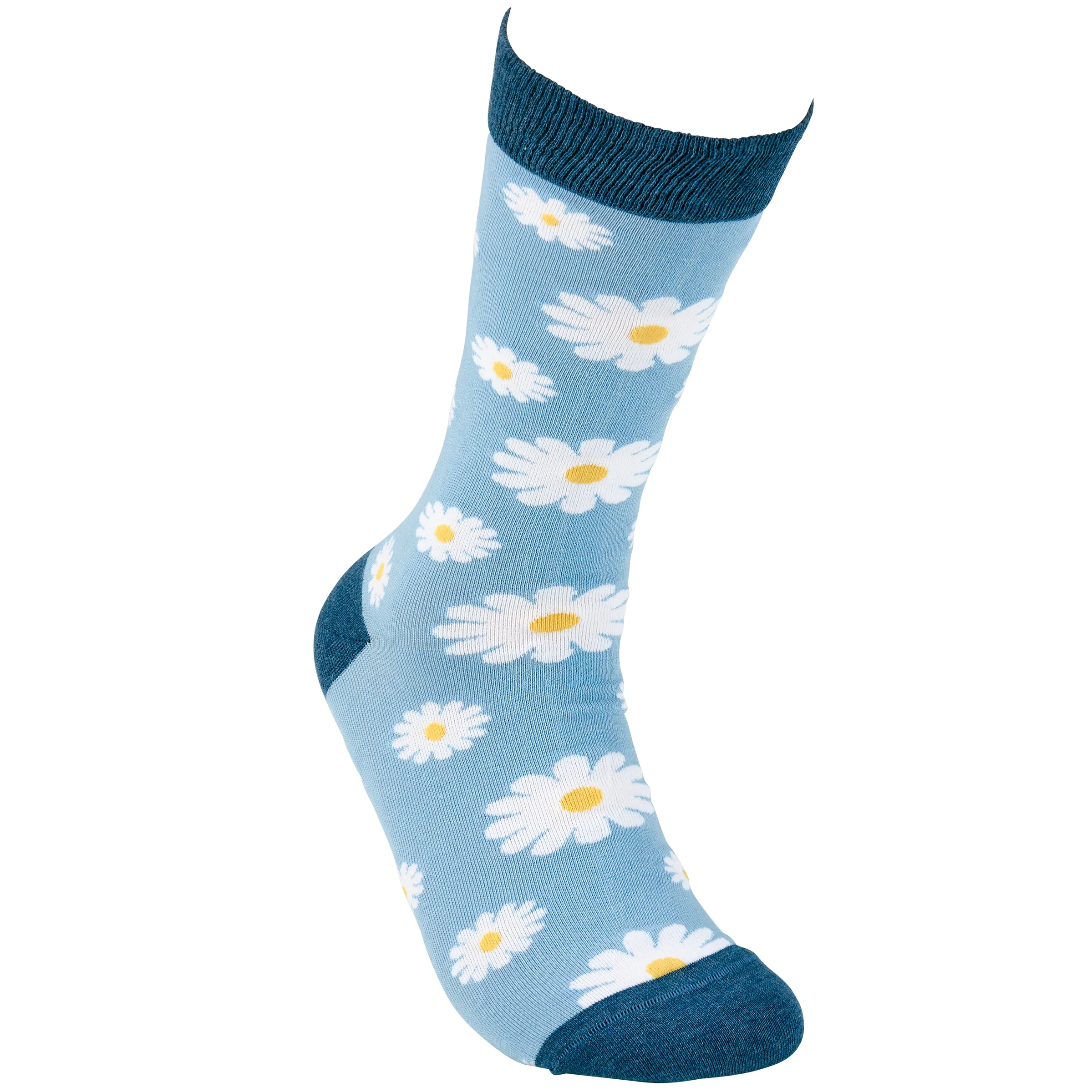 Blue Daisy Cotton Crew Socks | One Size Fits Most - Image 3