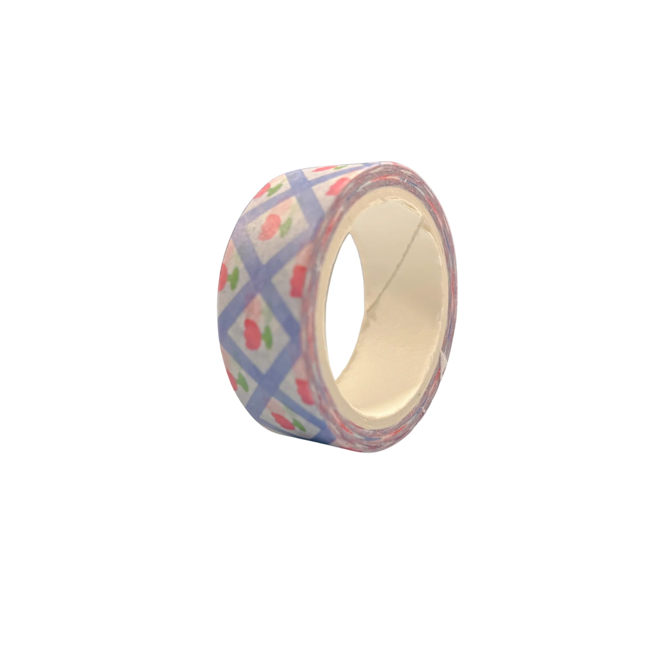 Blue Grid Tulips Washi Tape | Aesthetic Dopamine Y2K Decorative Masking Tape - Image 3