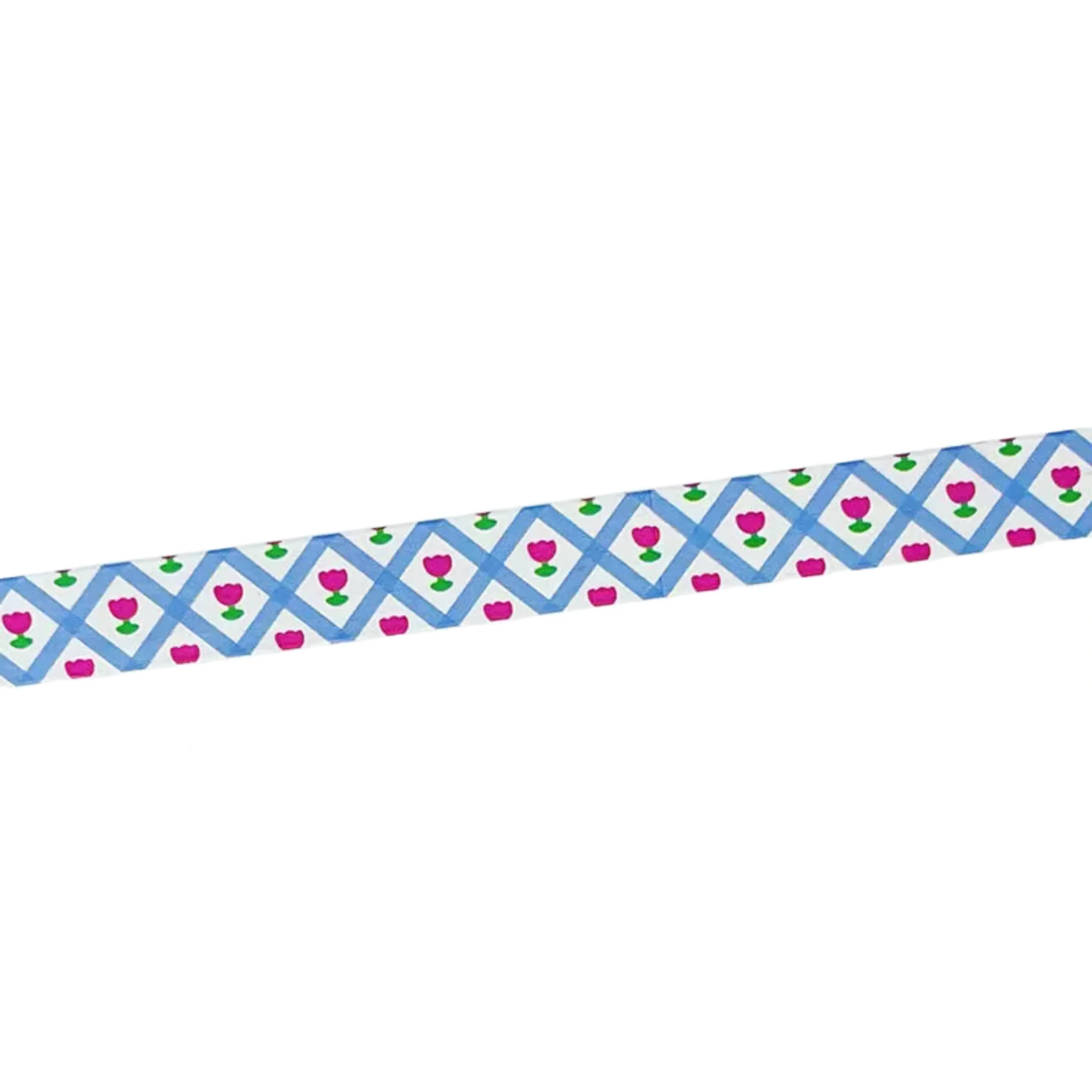 Blue Grid Tulips Washi Tape | Aesthetic Dopamine Y2K Decorative Masking Tape - Image 4