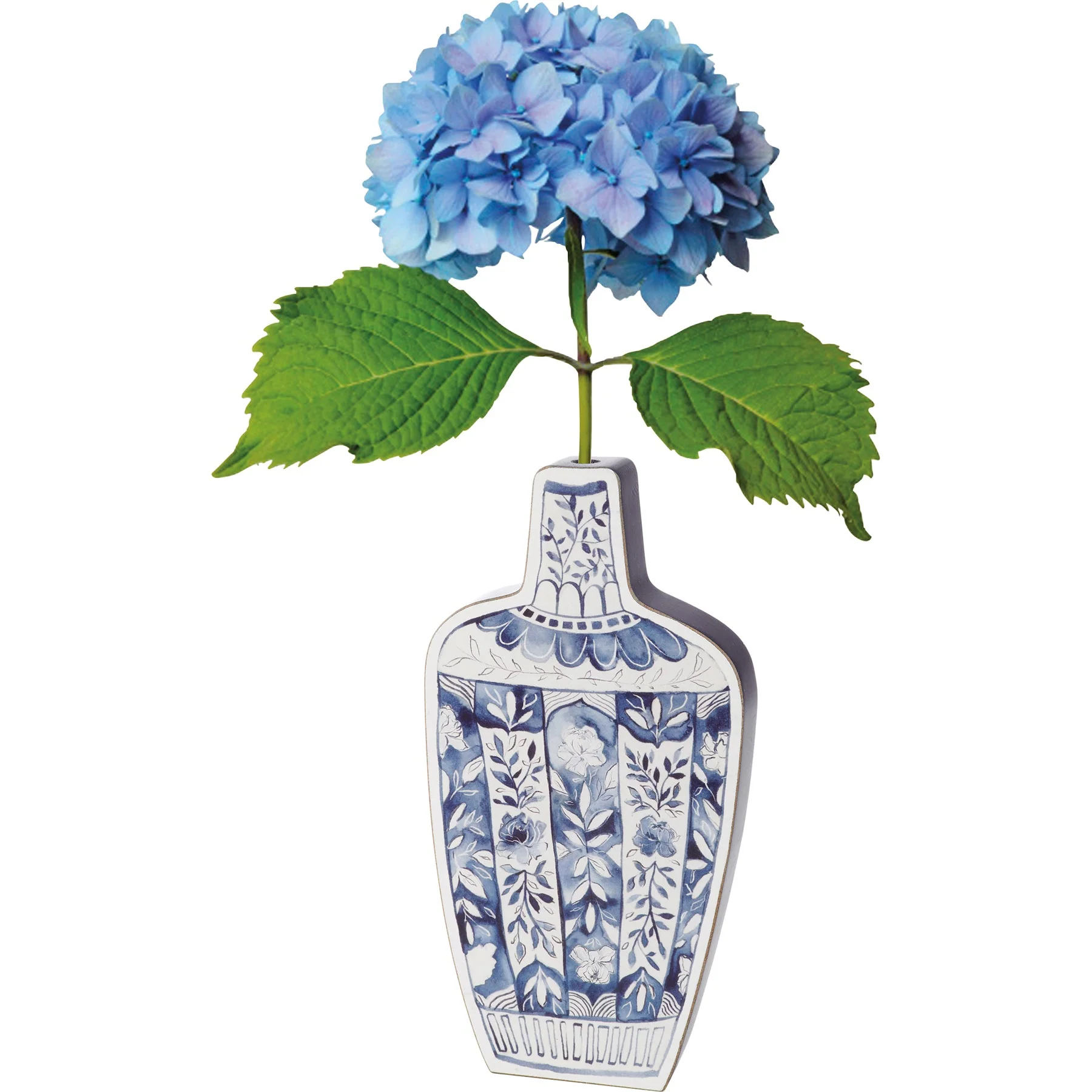 Blue Jar 2D Vase Shaped Wood Decor | Hand Painted Floral Designs | Decorative Wooden Ancient Vase Stander - Image 5