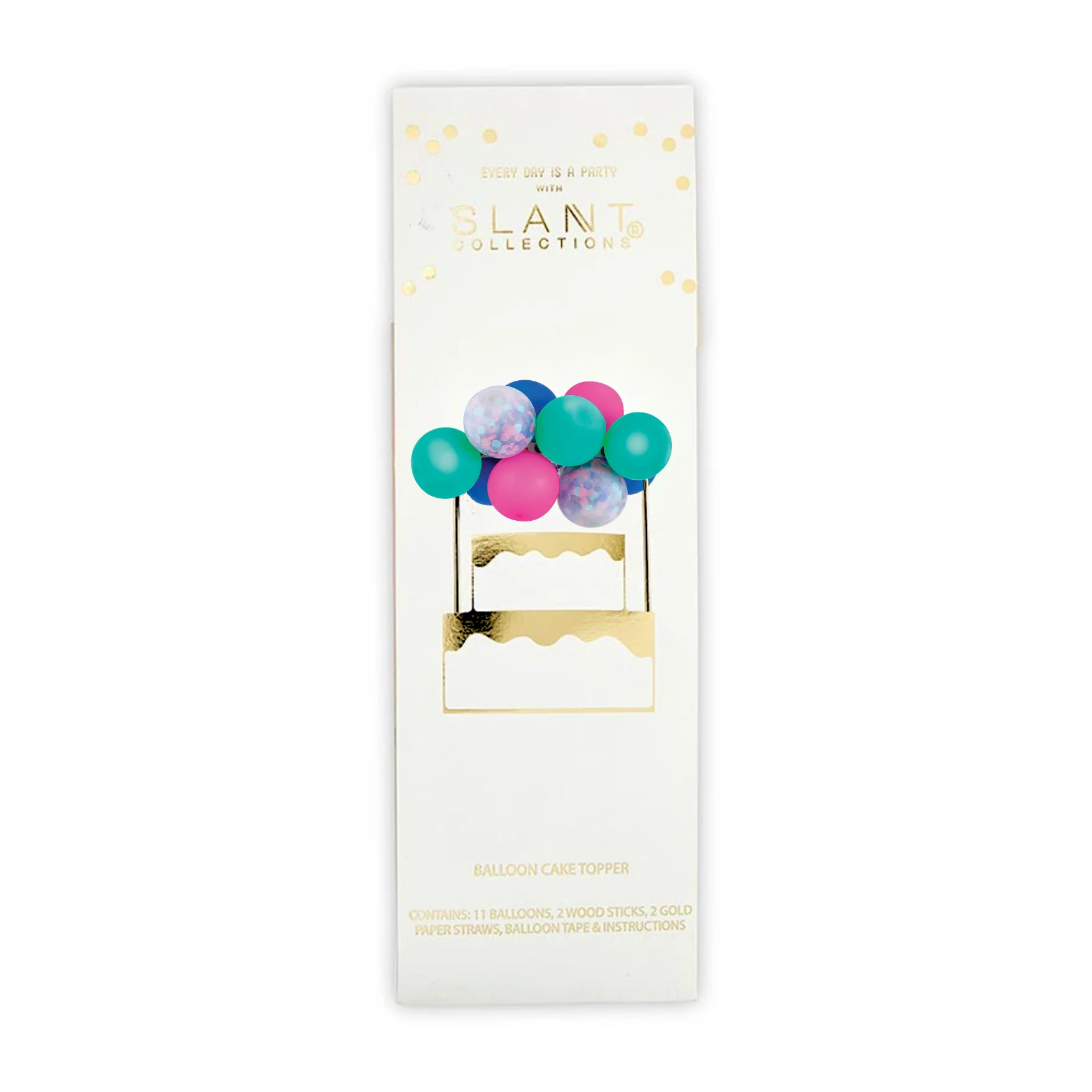 Blue & Teal Balloon Cake Topper | Mini Confetti Balloon Party Cake Decoration - Image 3