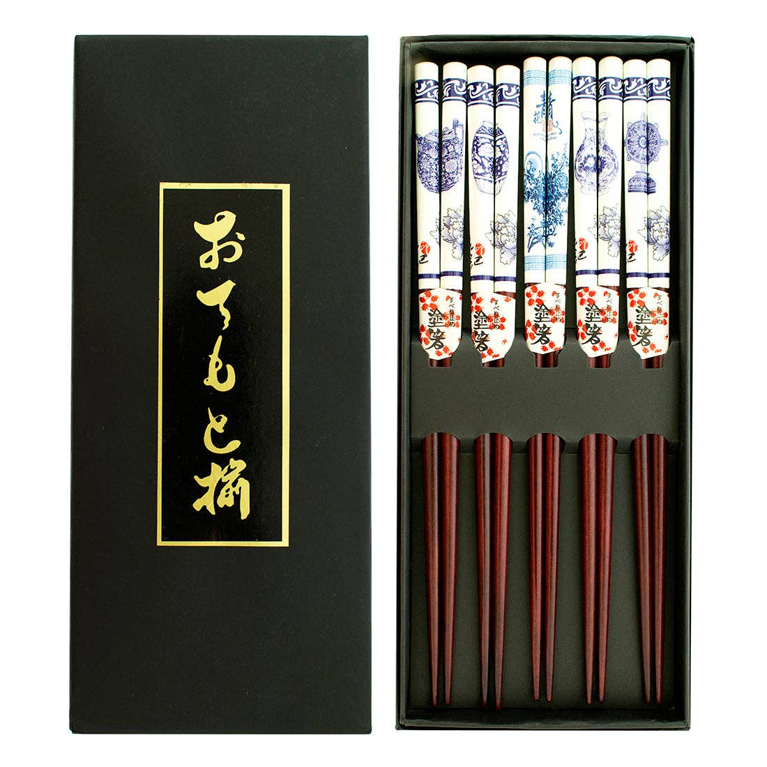 Blue & White Wood Chopsticks Giftable Set | Set of 5 Sets | Japanese | 9” - Image 2