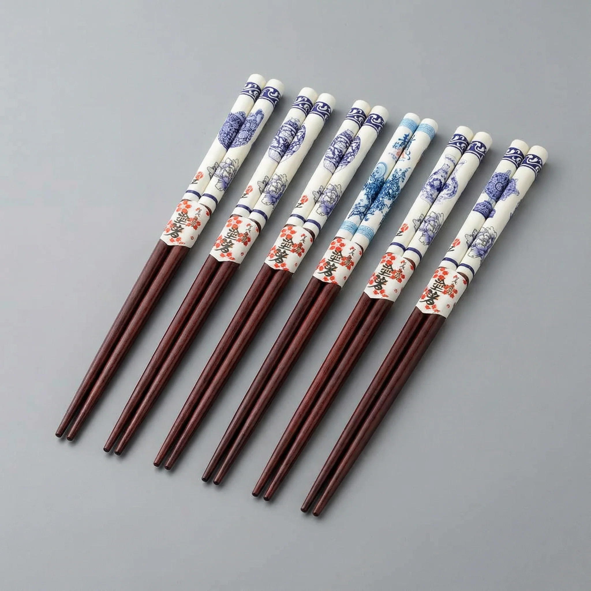 Blue & White Wood Chopsticks Giftable Set | Set of 5 Sets | Japanese | 9” - Image 4