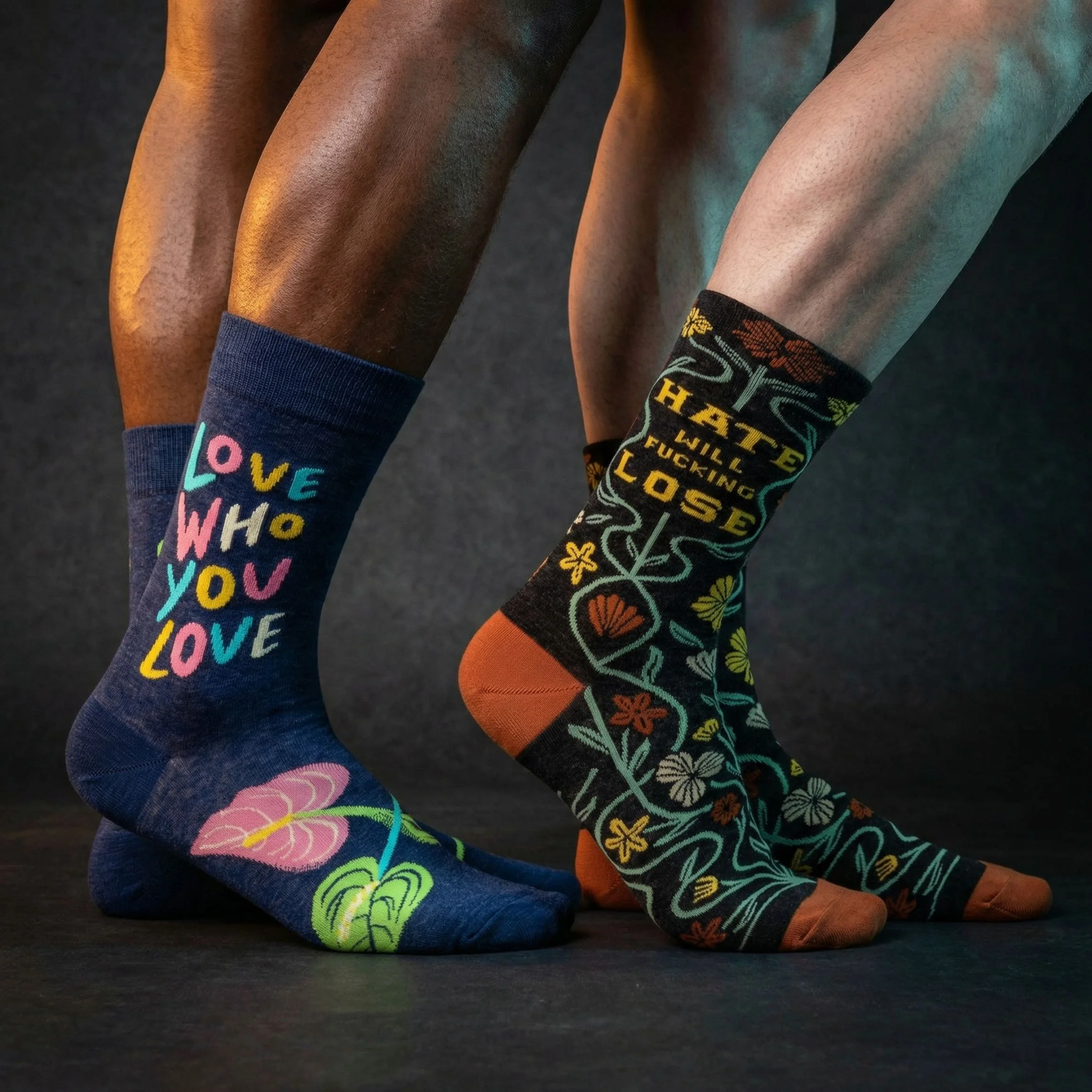 BlueQ Men's Pride Socks Set of 2 | Love Who You Love + Hate Will Fucking Lose