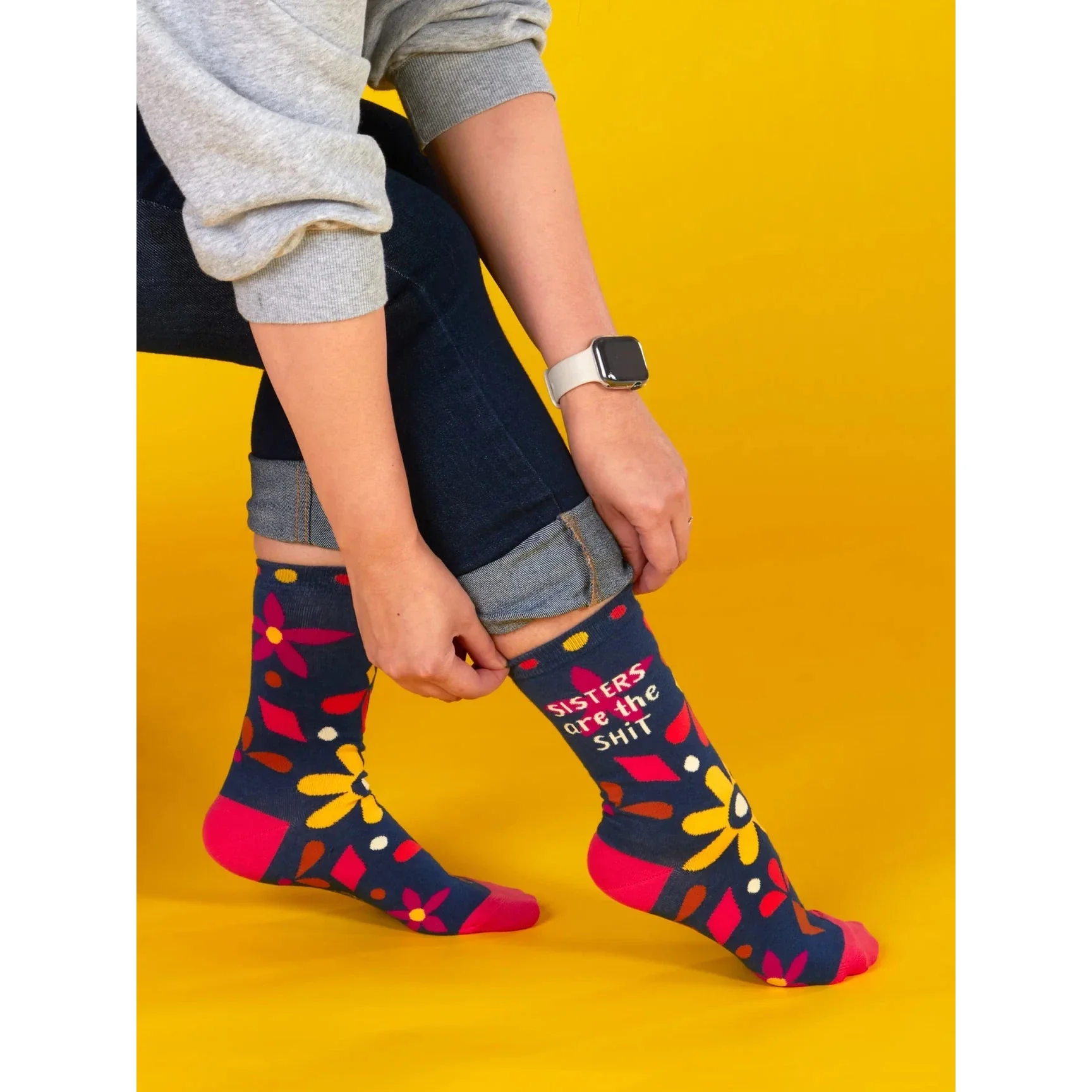 Sisters Are The Shit Women's Crew Socks | Novelty Funny Socks | BlueQ at GetBullish - Image 4