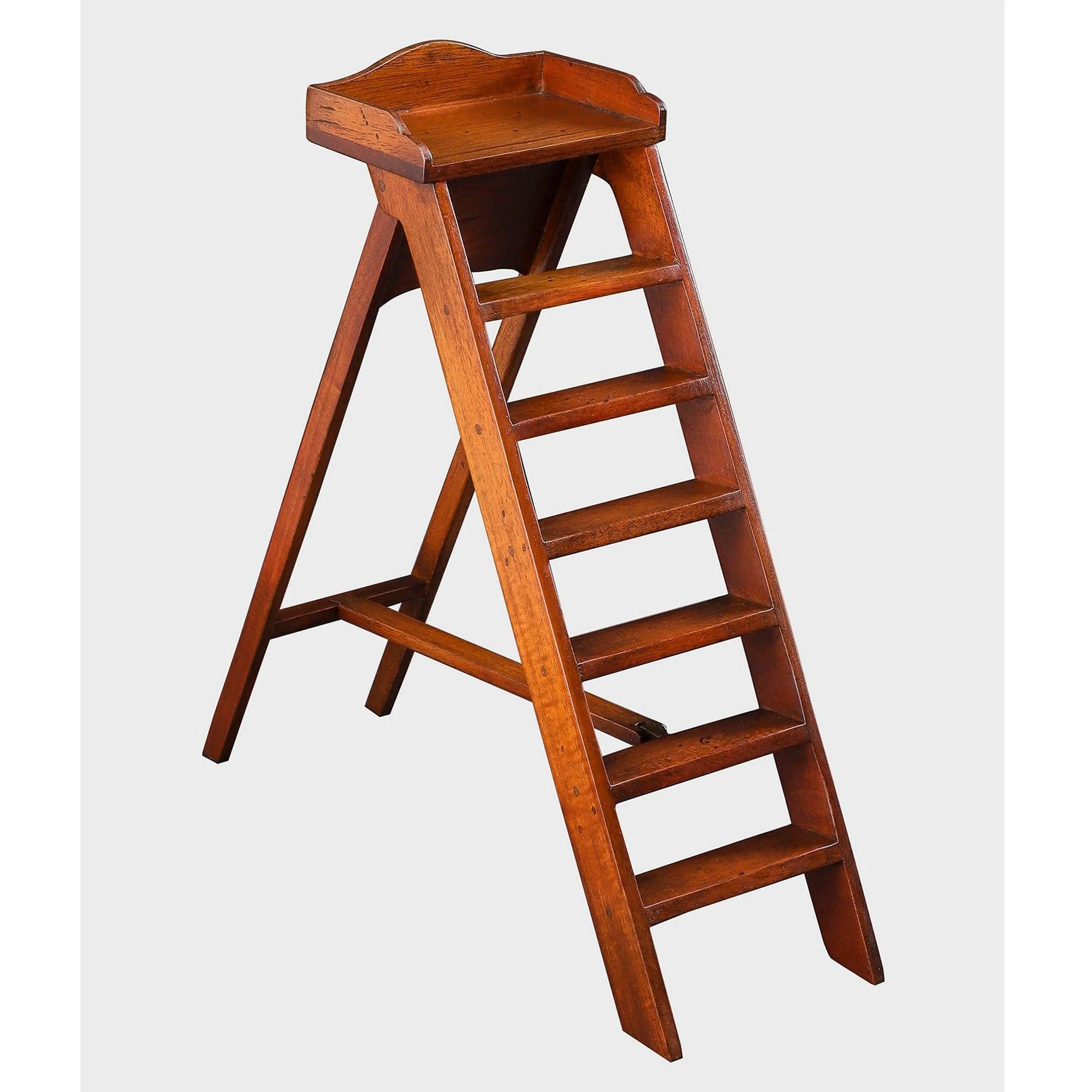 BNF Paris Library Steps Shelf Decor | Vintage Replica Miniature Mahogany Library Ladder Model