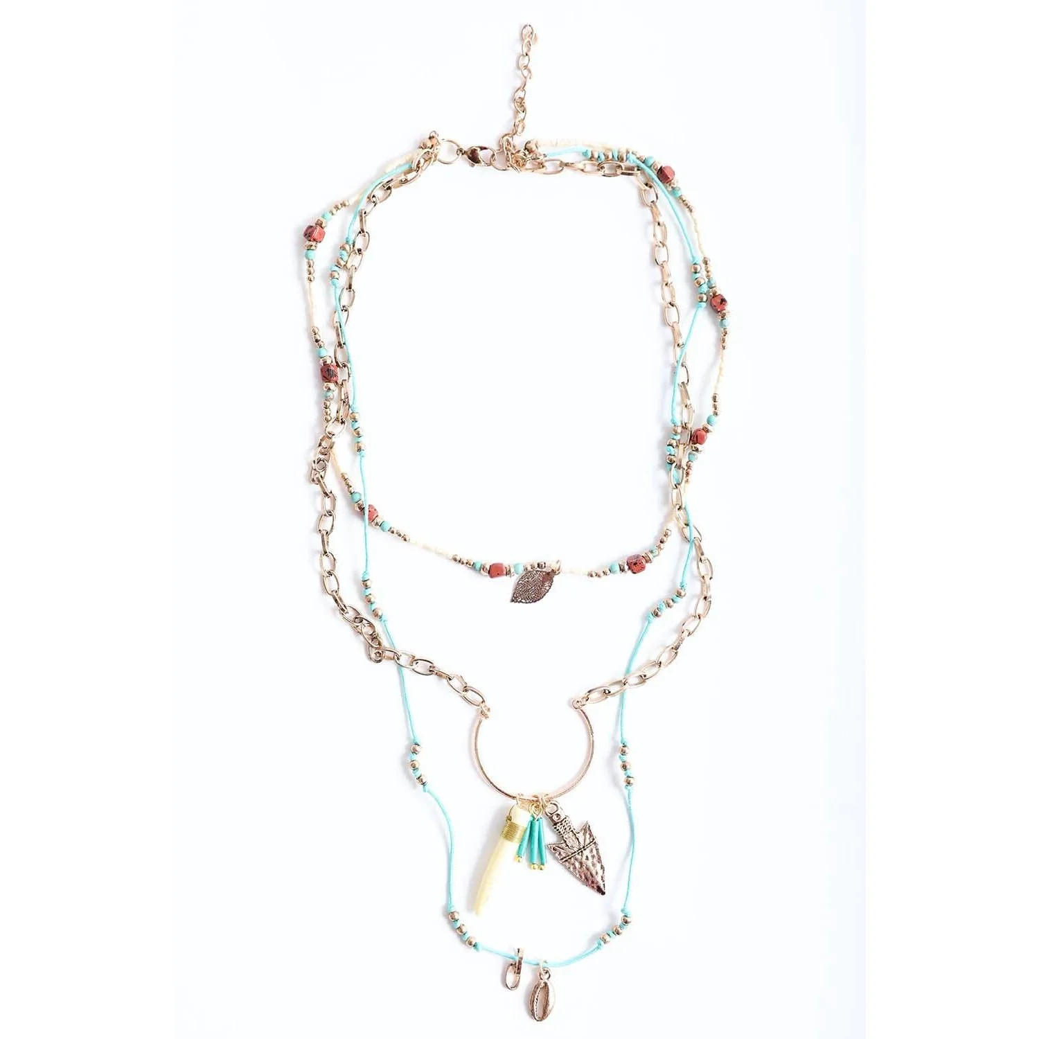Bohemian Chic Faux Tusk & Horn Necklace 🐘 | Rustic Gold Faux Animal Inspired - Image 3