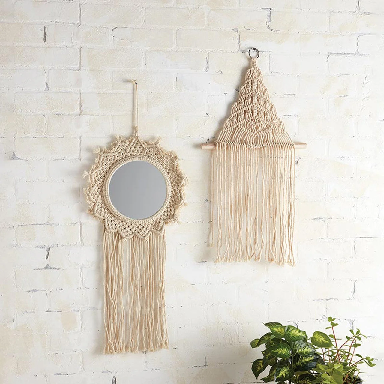 Bohemian Style Triangle Decor | Macrame Decorative Wall Hanging | 25" x 13.75" - Image 2